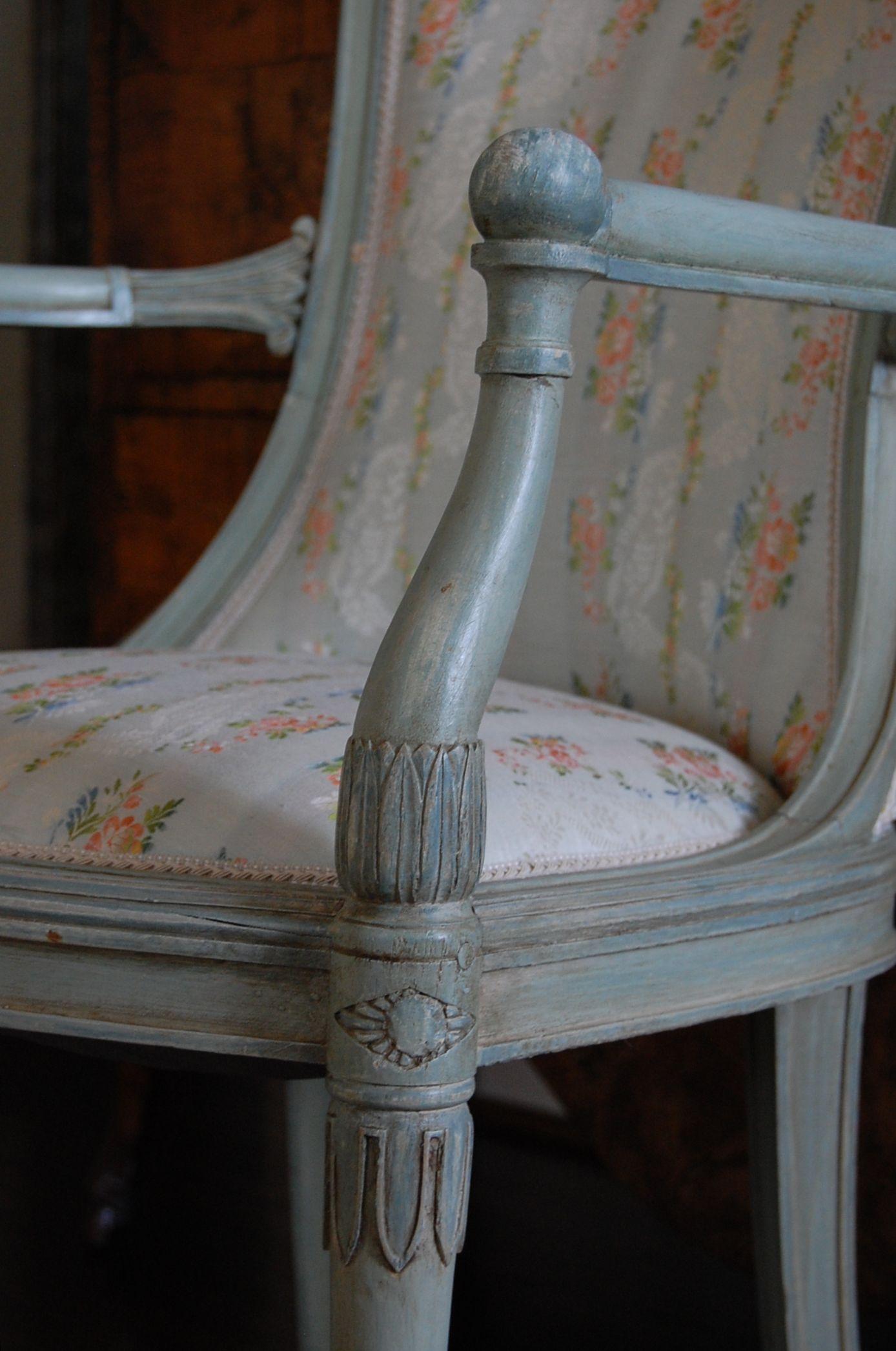 Set of Six Louis XVI Style Fauteuils in Green Paint, 19th Century In Good Condition For Sale In Pittsburgh, PA