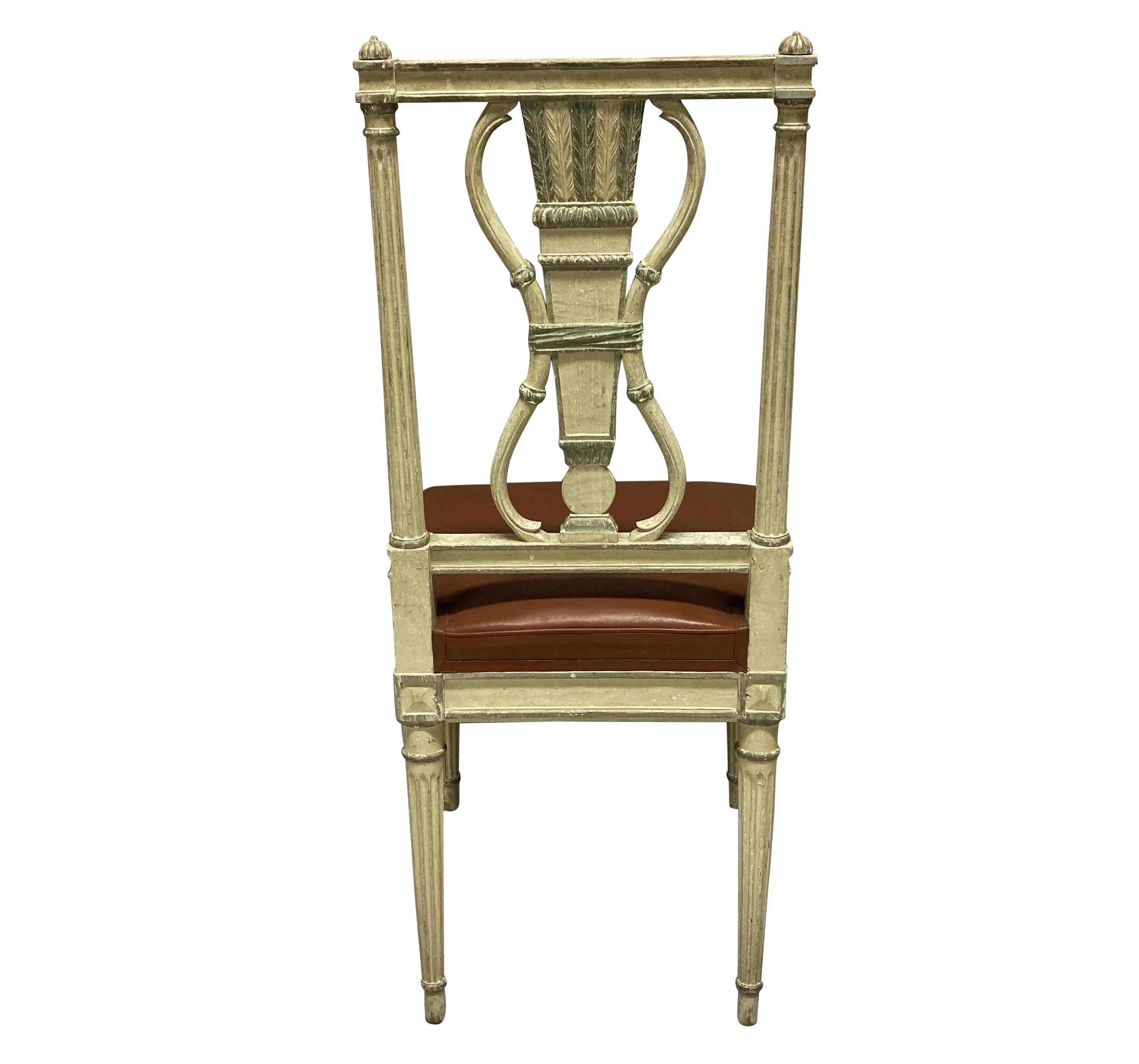 Set of Six Louis XVI Style Painted Dining Chairs In Good Condition For Sale In London, GB