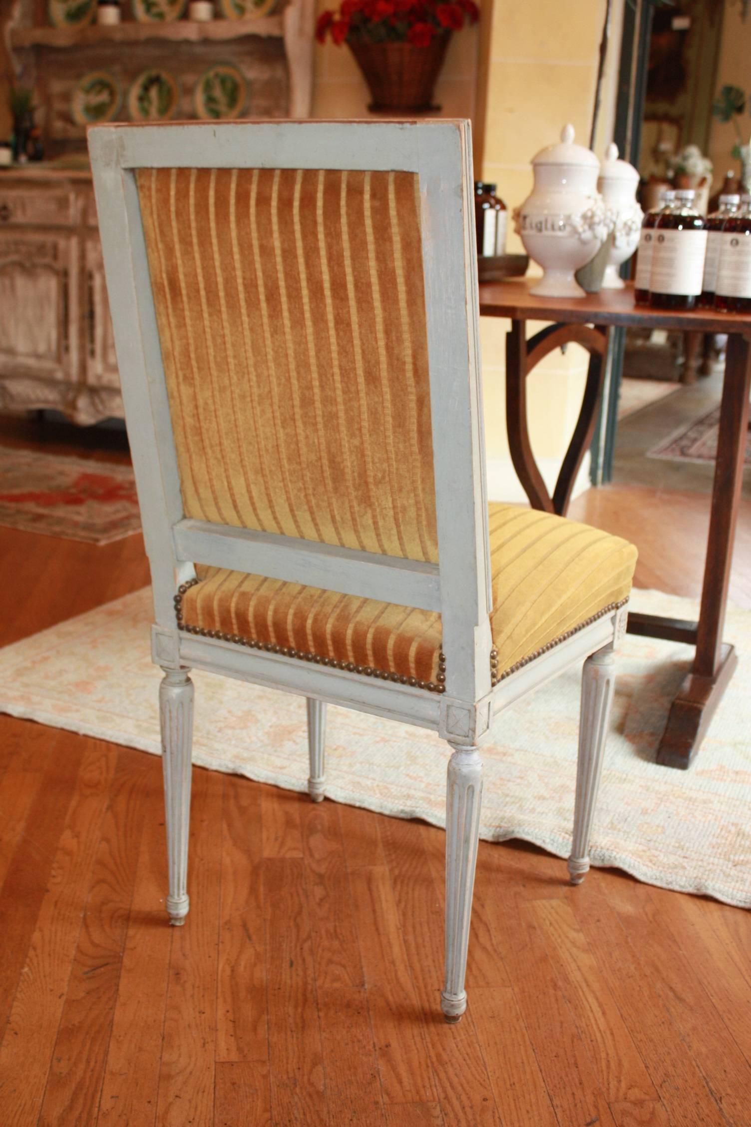 19th Century Set of Six Louis XVI Style Painted Dining Chairs