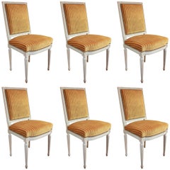 Set of Six Louis XVI Style Painted Dining Chairs