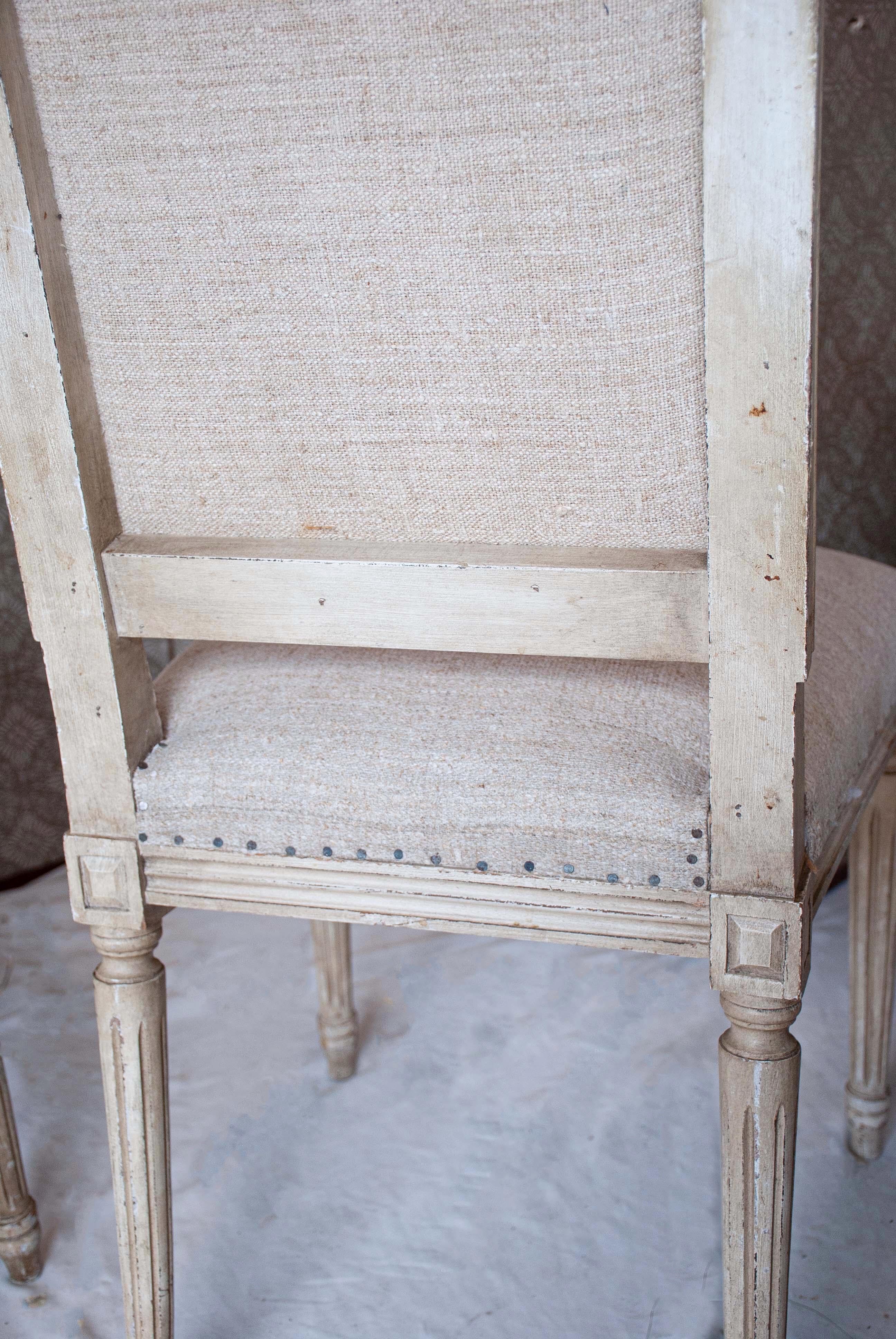 Early 20th Century Set of Six Louis XVI Style Square Back Dining Chairs Star Medallions