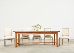 Set of Six Louis XVI Style Square Back Painted Dining Chairs