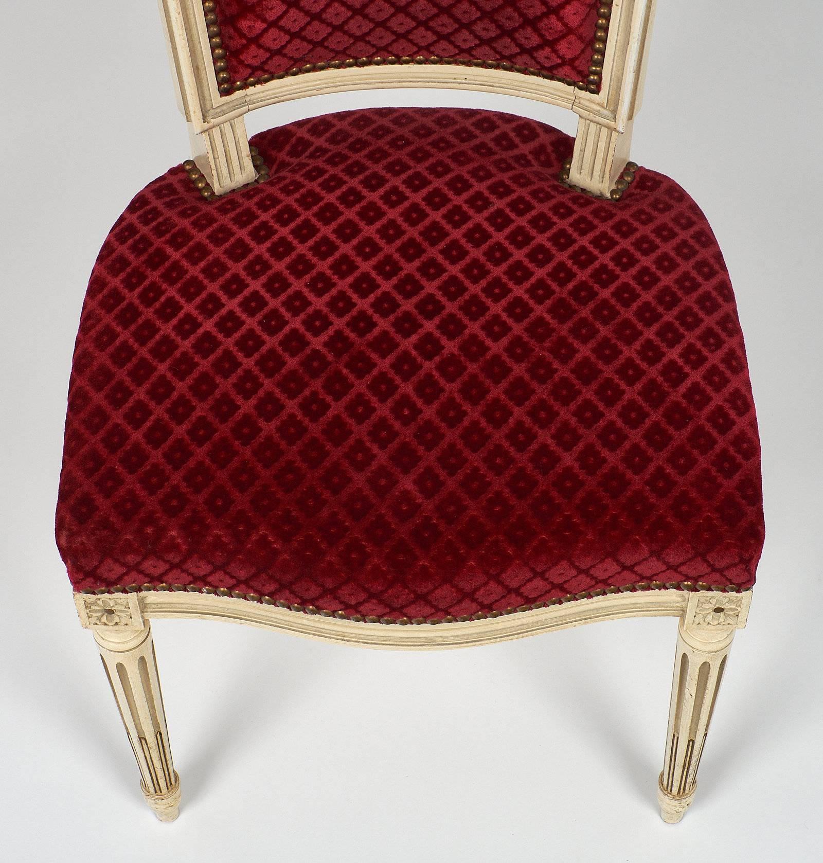 Set of Six Louis XVI Style Velvet Dining Chairs 1