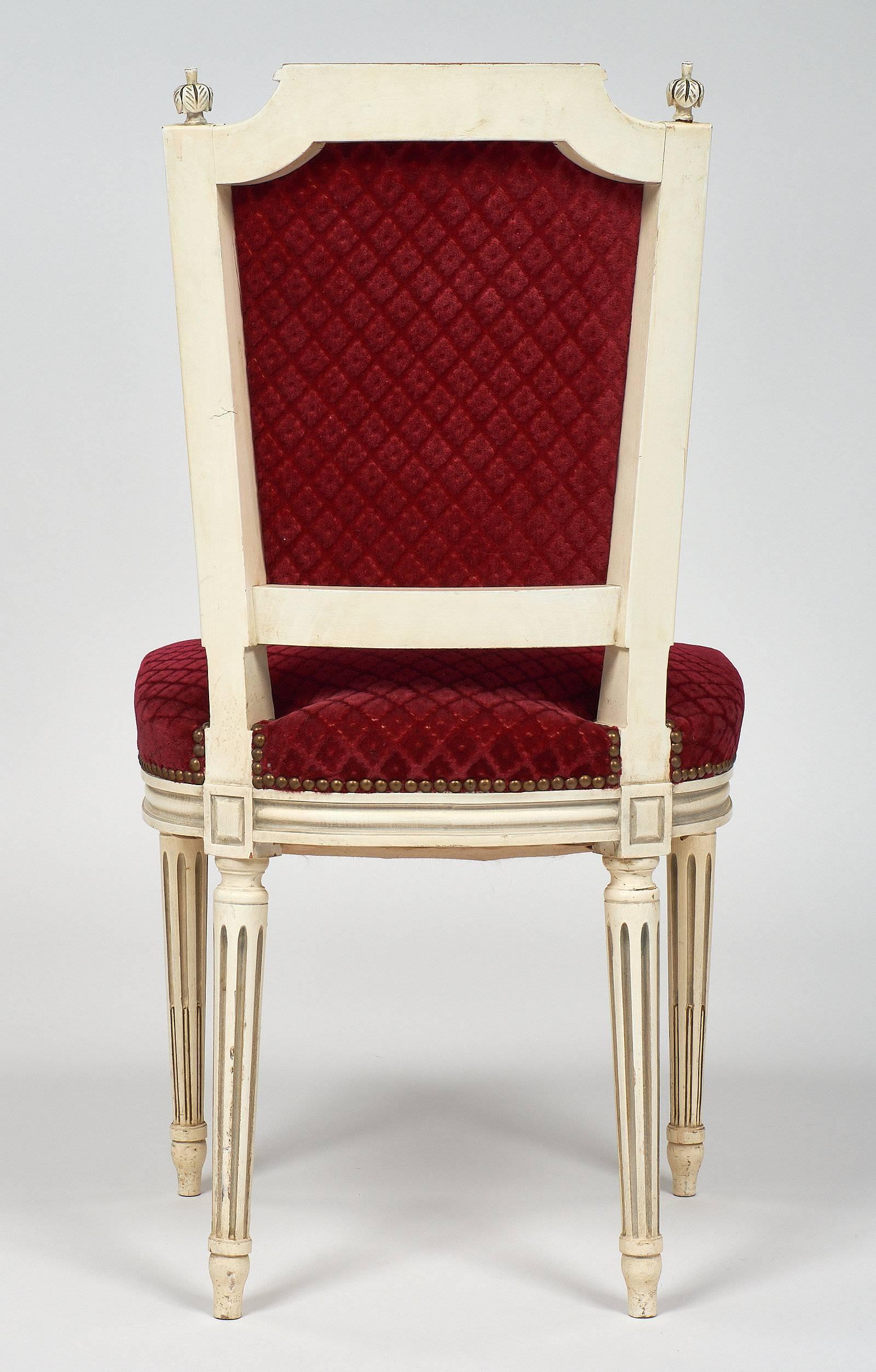 Set of Six Louis XVI Style Velvet Dining Chairs 4