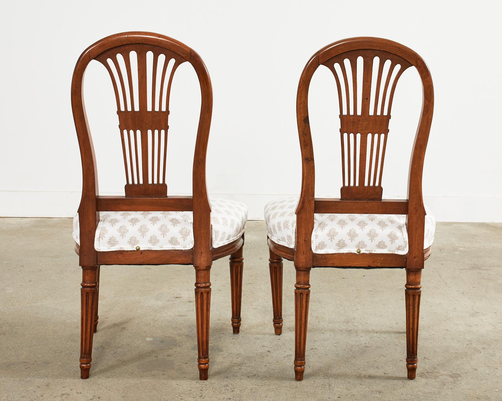 Set of Six Louis XVI Style Walnut Dining Chairs  13