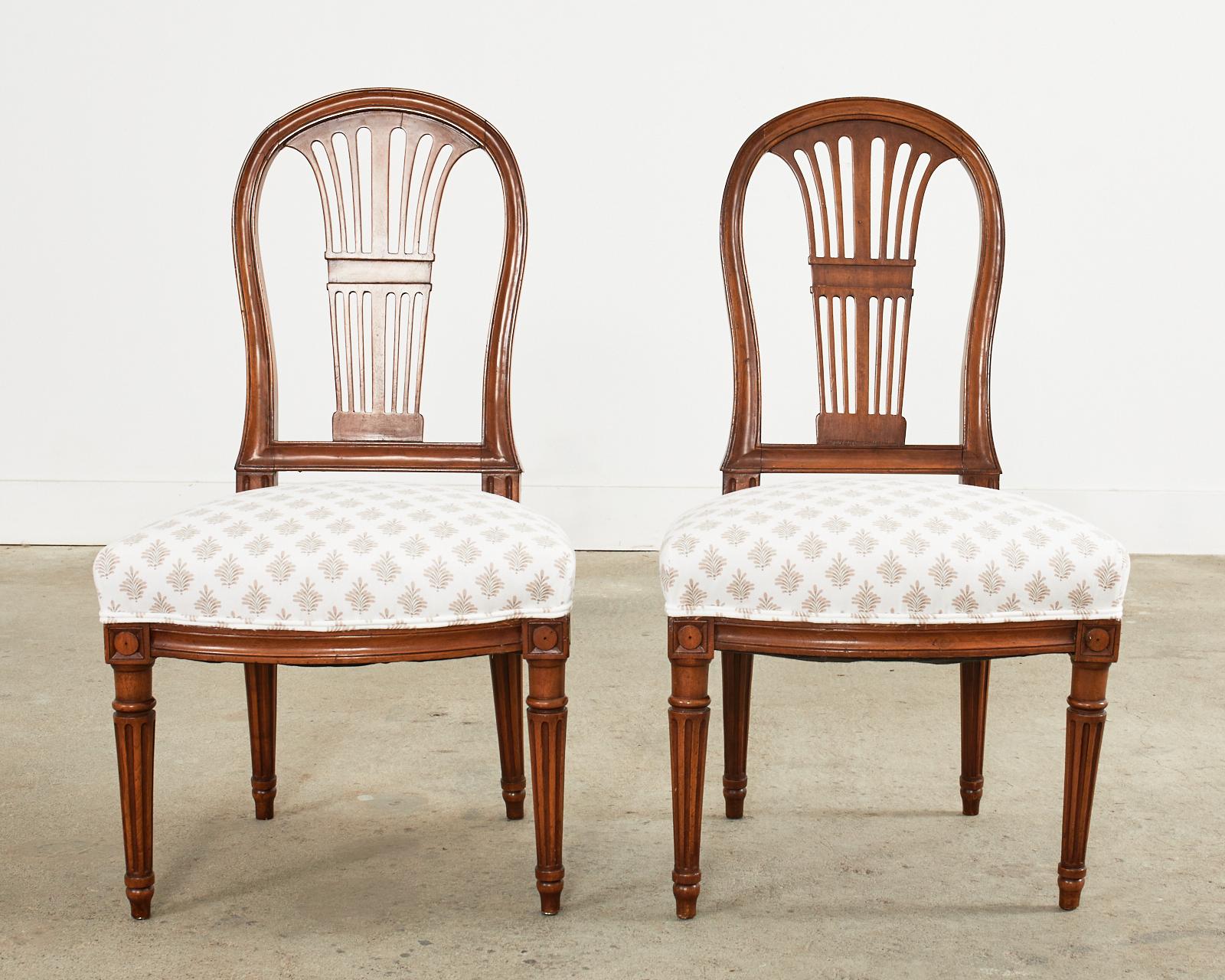 Set of Six Louis XVI Style Walnut Dining Chairs  In Good Condition In Rio Vista, CA