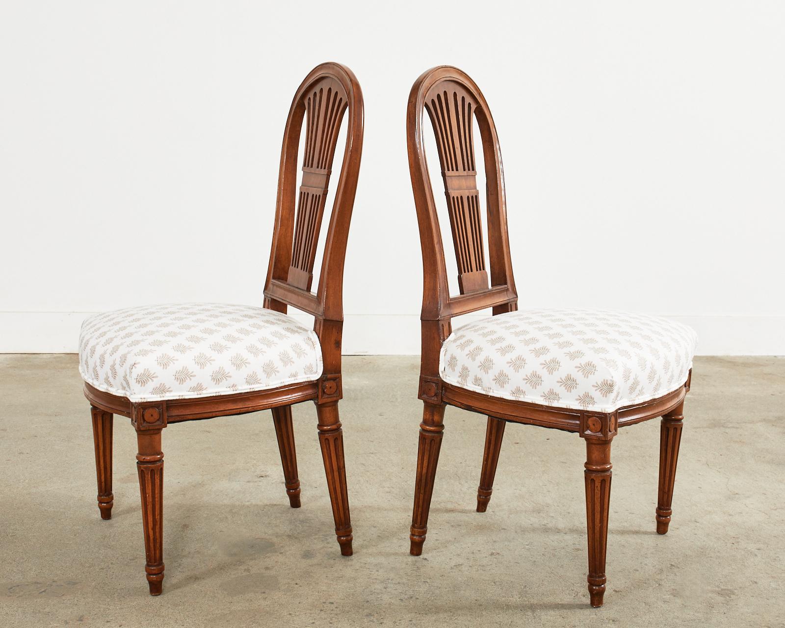 20th Century Set of Six Louis XVI Style Walnut Dining Chairs 