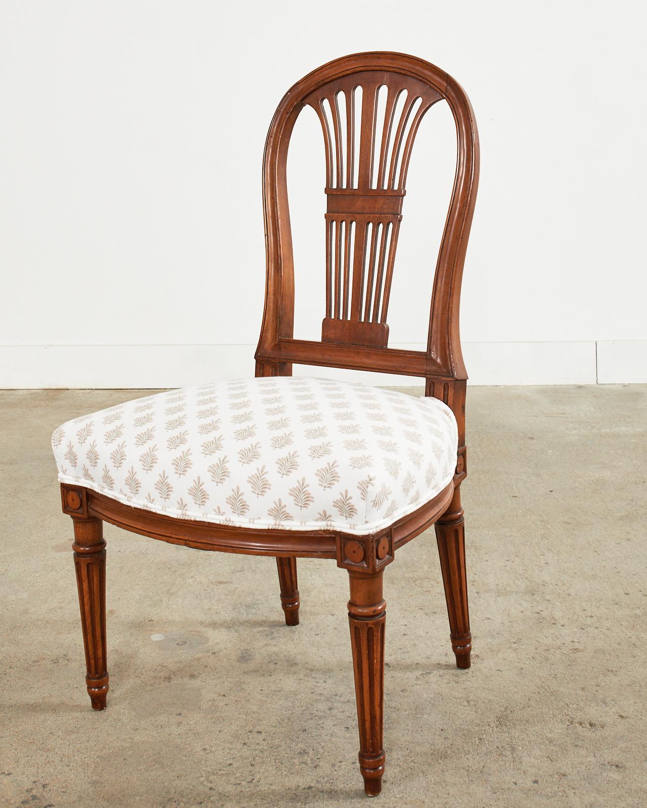 Set of Six Louis XVI Style Walnut Dining Chairs  2