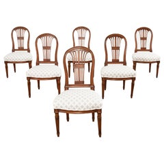 Set of Six Louis XVI Style Walnut Dining Chairs