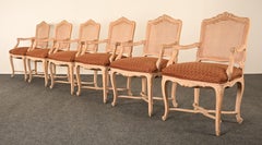 Set of Six Louis XV French Armchairs, 1940s