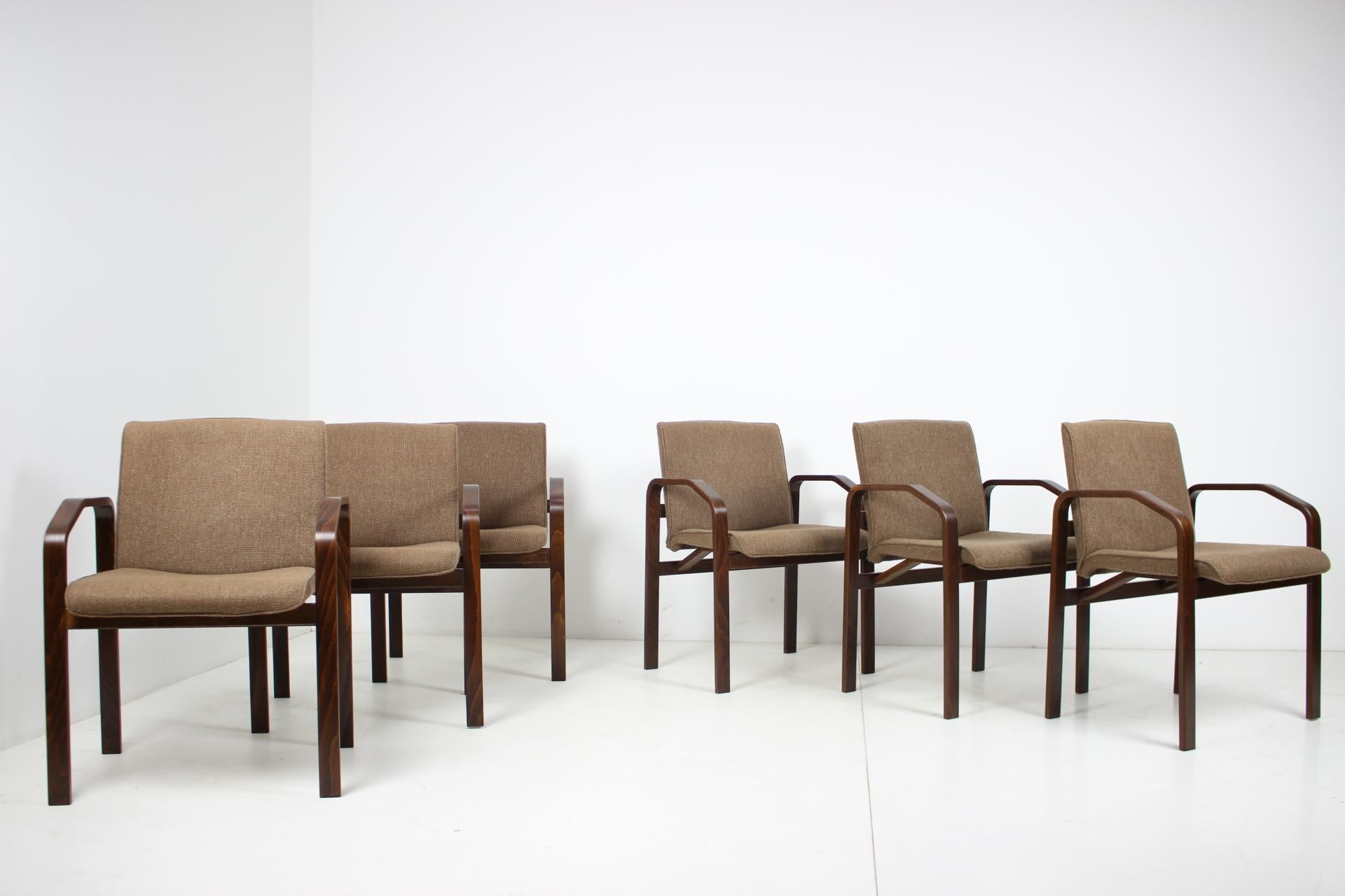 Mid-Century Modern Set of Six Lounge Chairs/Ton, Národní Podnik Holešov, 1993 For Sale