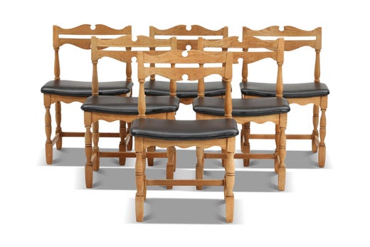 Set of Six Lowback Dining Chairs in Oak by Henry Kjaernulf #2 For Sale at  1stDibs