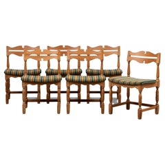 Set of Six Lowback Dining Chairs in Oak by Henry Kjaernulf