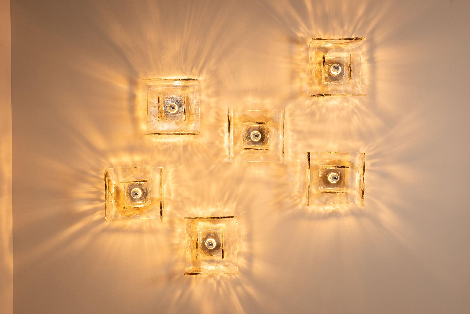 Juego de seis lámparas de pared LP257 de Carlo Nason para Mazzega, Italia Años 70 Moderno de mediados de siglo en venta