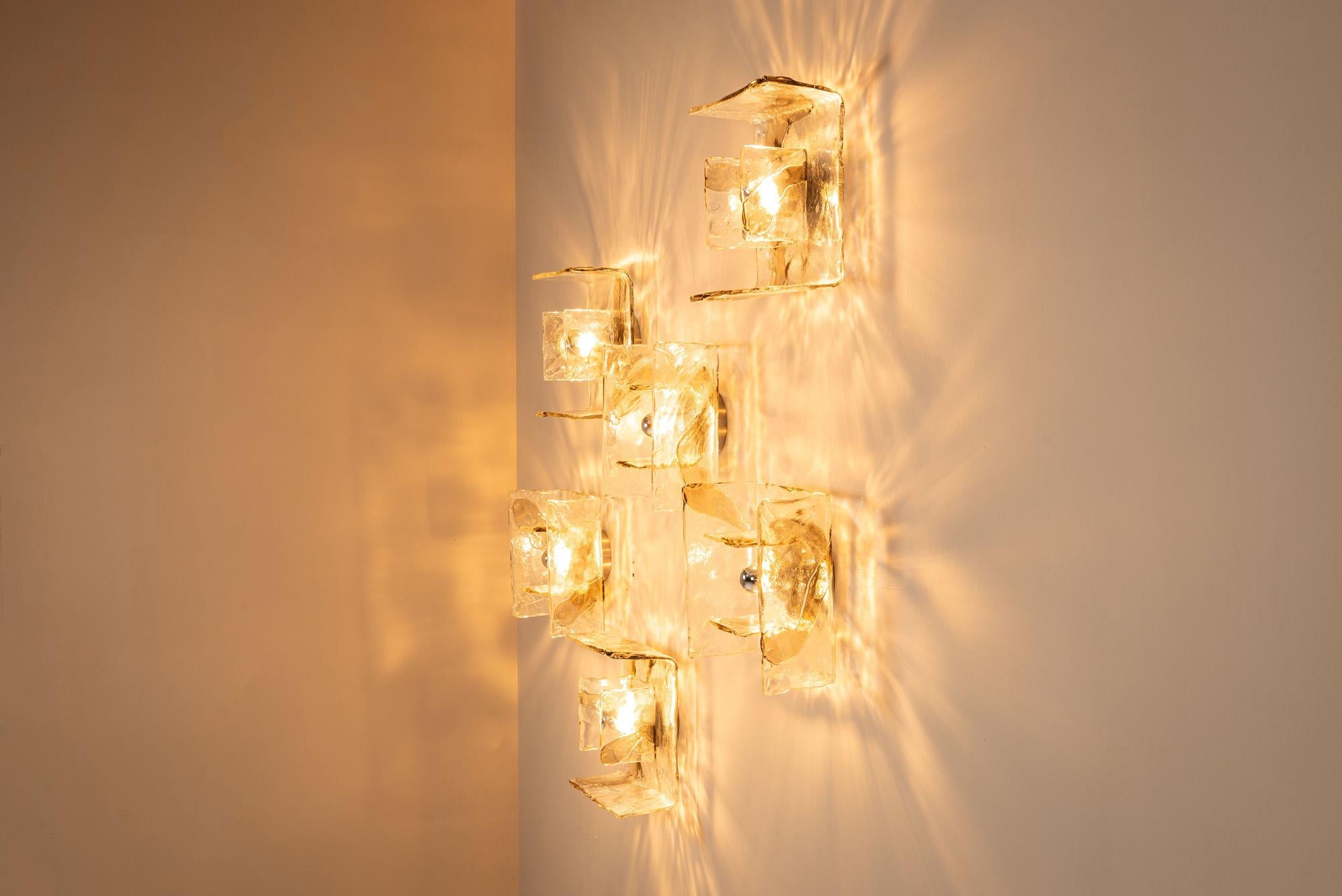 Juego de seis lámparas de pared LP257 de Carlo Nason para Mazzega, Italia Años 70 en venta 1