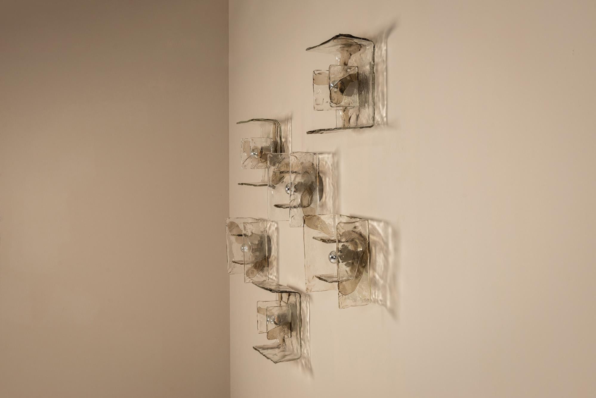 Juego de seis lámparas de pared LP257 de Carlo Nason para Mazzega, Italia Años 70 en venta 2