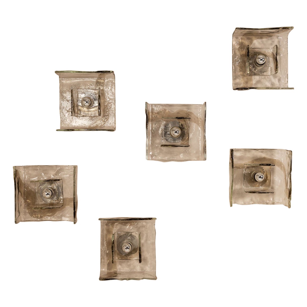 Set of Six LP257 Wall Lamps by Carlo Nason for Mazzega, Italy 1970s
