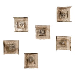 Set of Six LP257 Wall Lamps by Carlo Nason for Mazzega, Italy 1970s