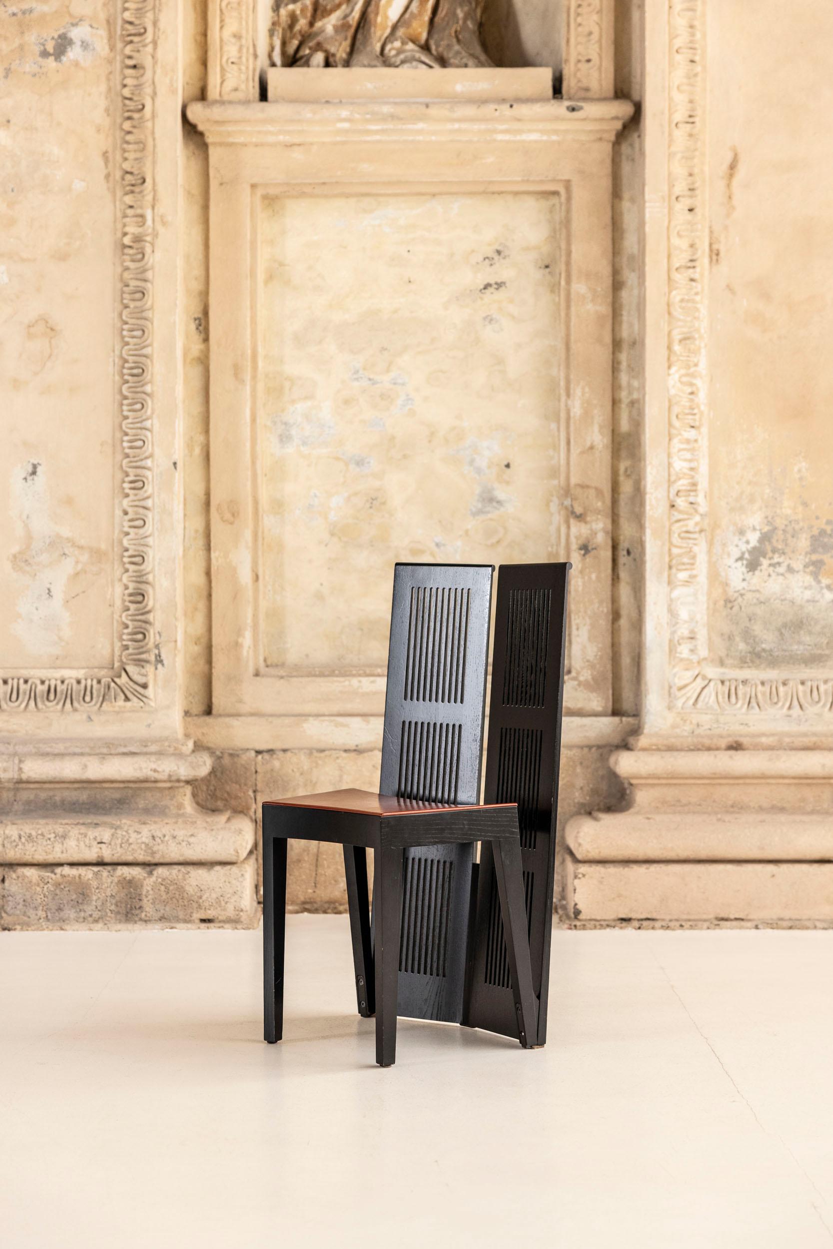 Set of six “Lubekka” chairs designed by Andrea Branzi for Cassina, Italy, 1991 For Sale 6