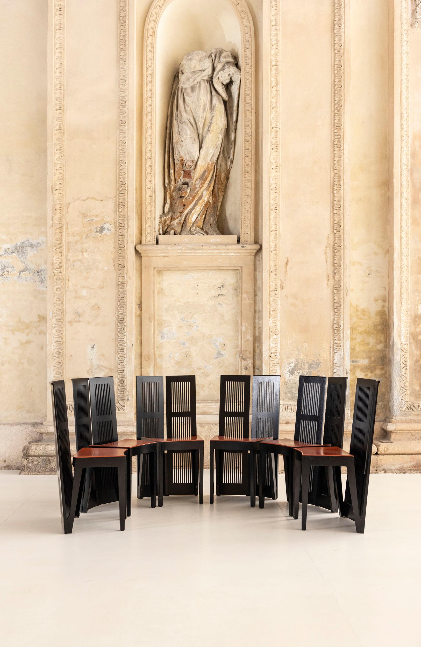 Mid-Century Modern Set of six “Lubekka” chairs designed by Andrea Branzi for Cassina, Italy, 1991 For Sale