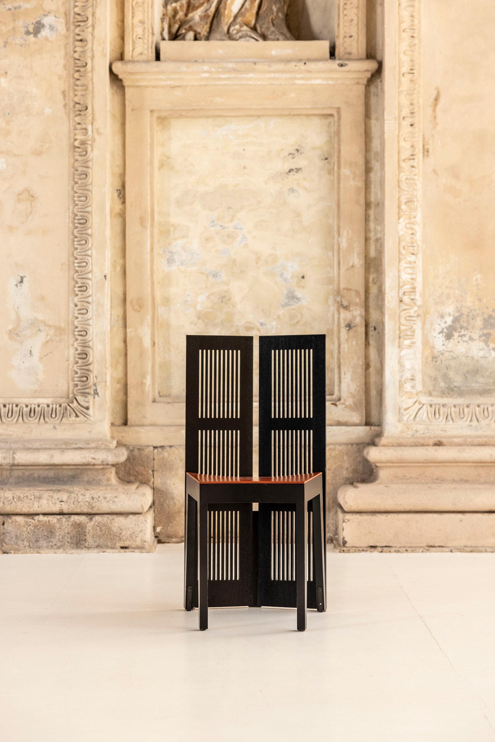 Late 20th Century Set of six “Lubekka” chairs designed by Andrea Branzi for Cassina, Italy, 1991 For Sale