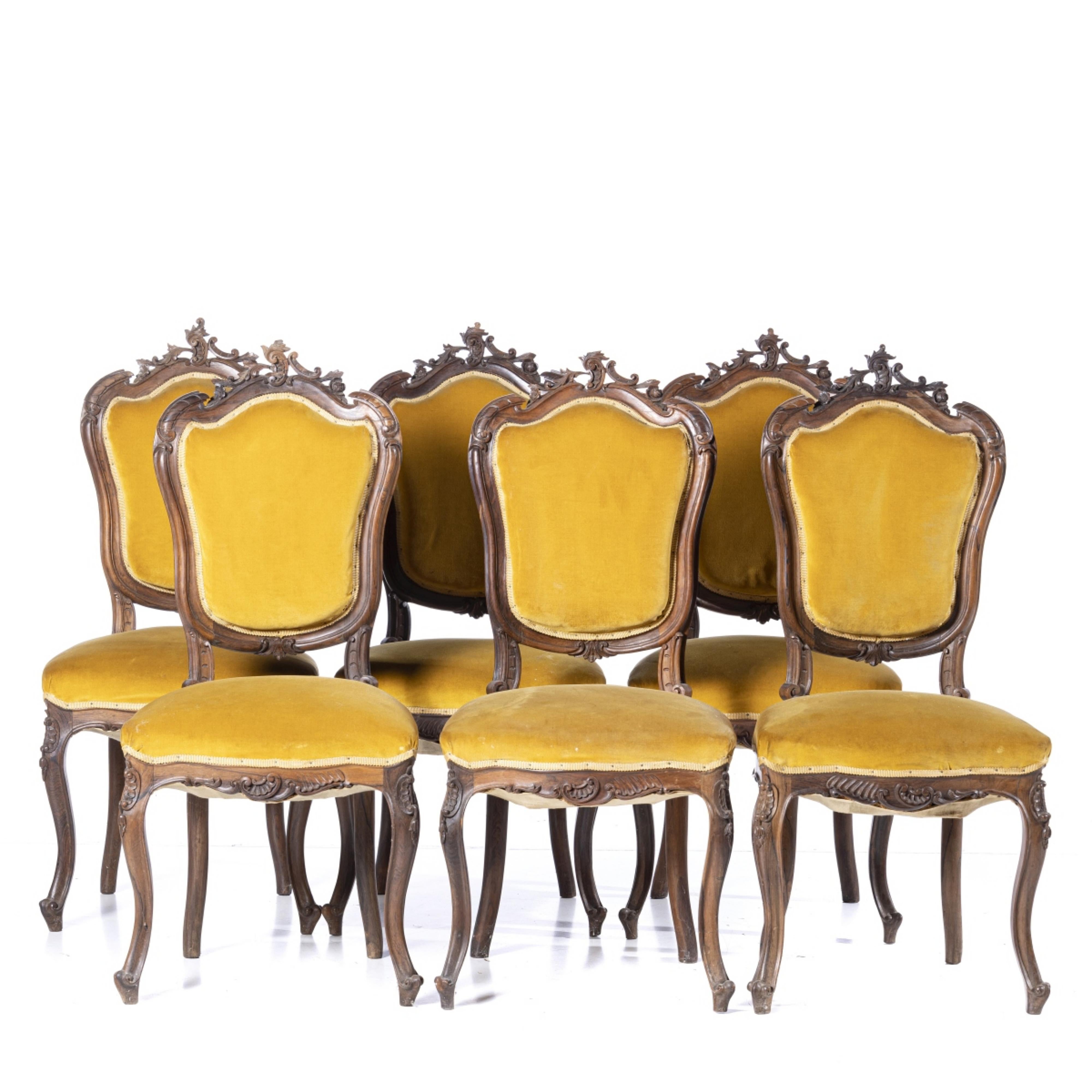 Hand-Crafted SET OF SIX LUIS XVI PORTUGUESE CHAIRS 19th Century For Sale