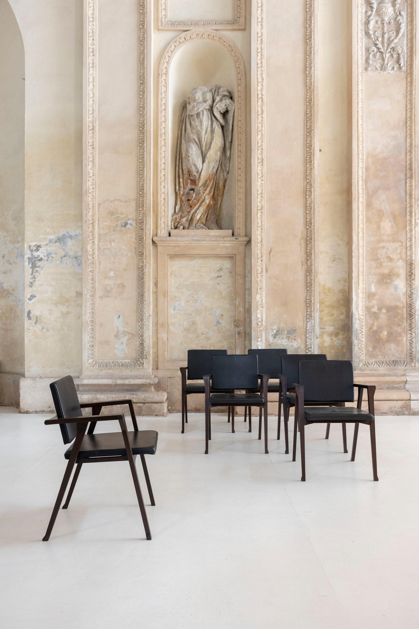 Mid-Century Modern Set of six Luisa chairs mod. PT1 designed by Franco Albini for Poggi Pavia