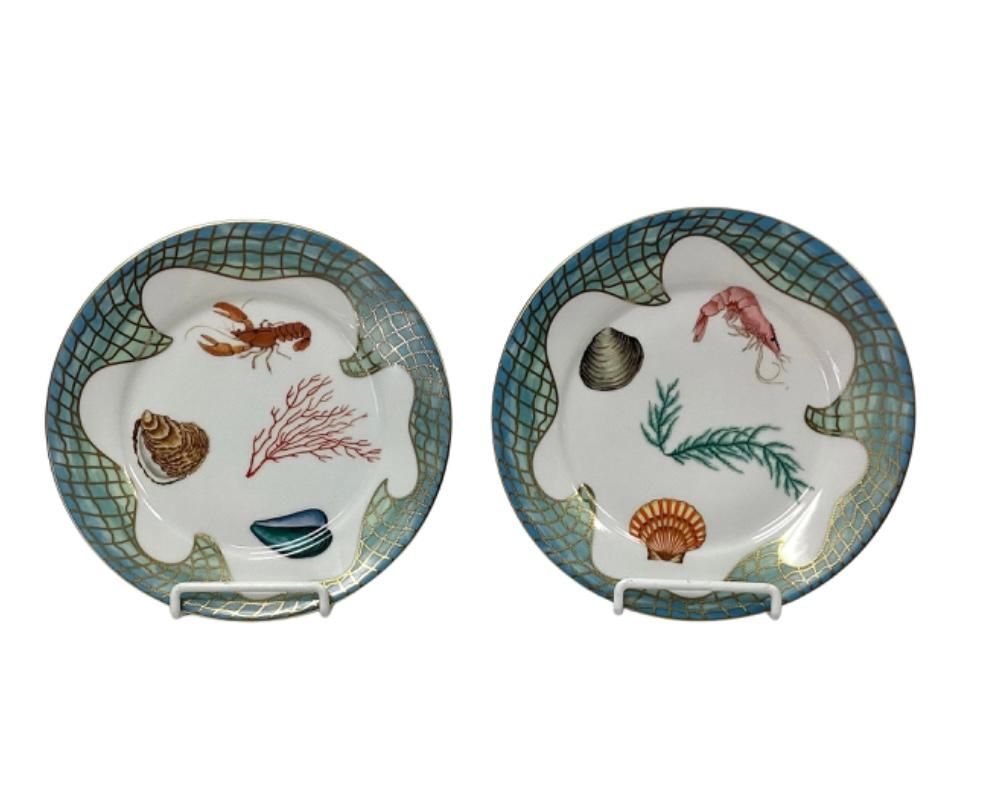 Set of Six Lynn Chase Saint Tropez Porcelain Plates In Good Condition In Bradenton, FL