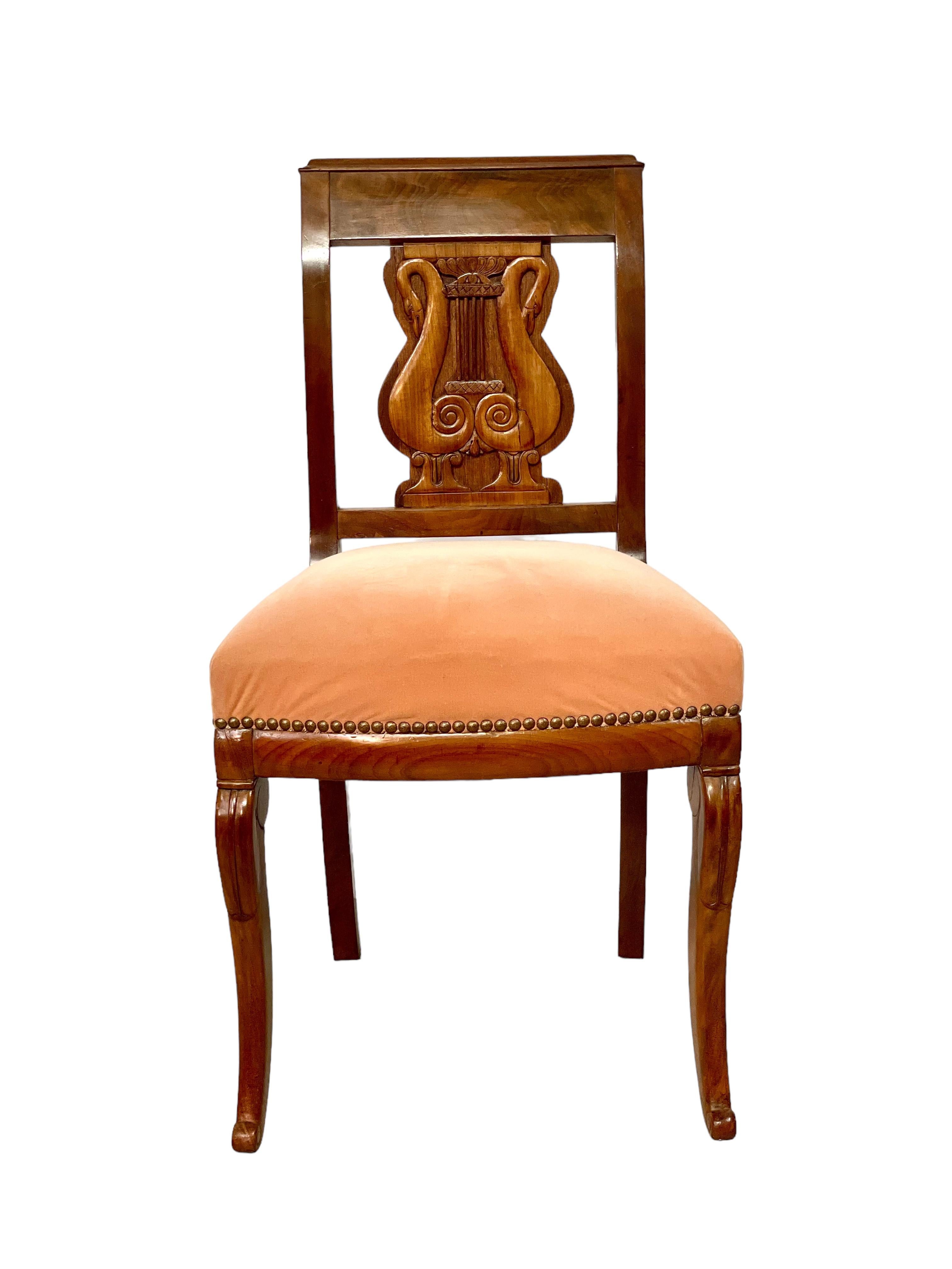 Set of Six Lyre Backrest Dining Chairs, circa 1815 For Sale 2