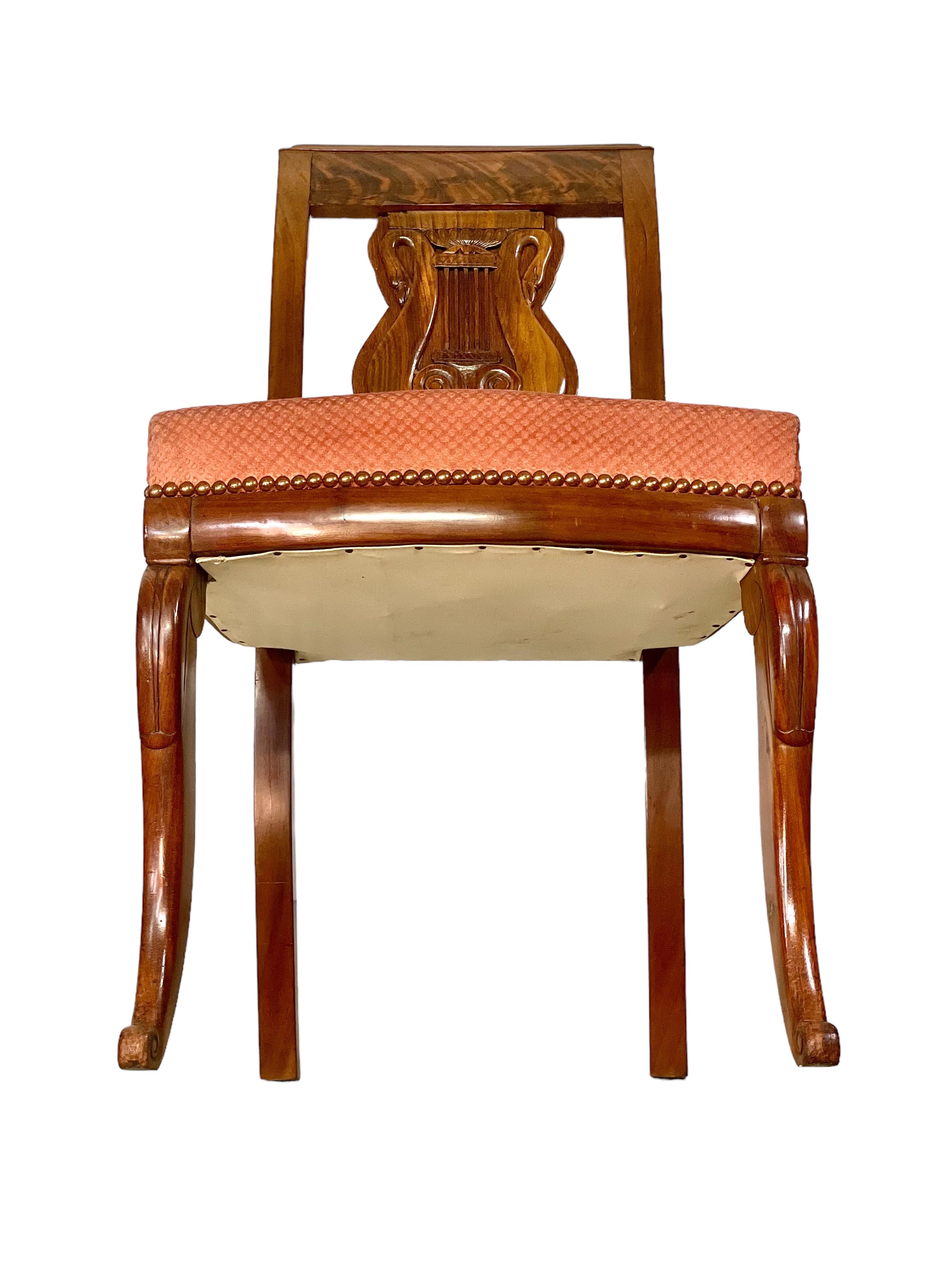  Set of Six Lyre Backed Dining Chairs, Circa 1815 For Sale 5