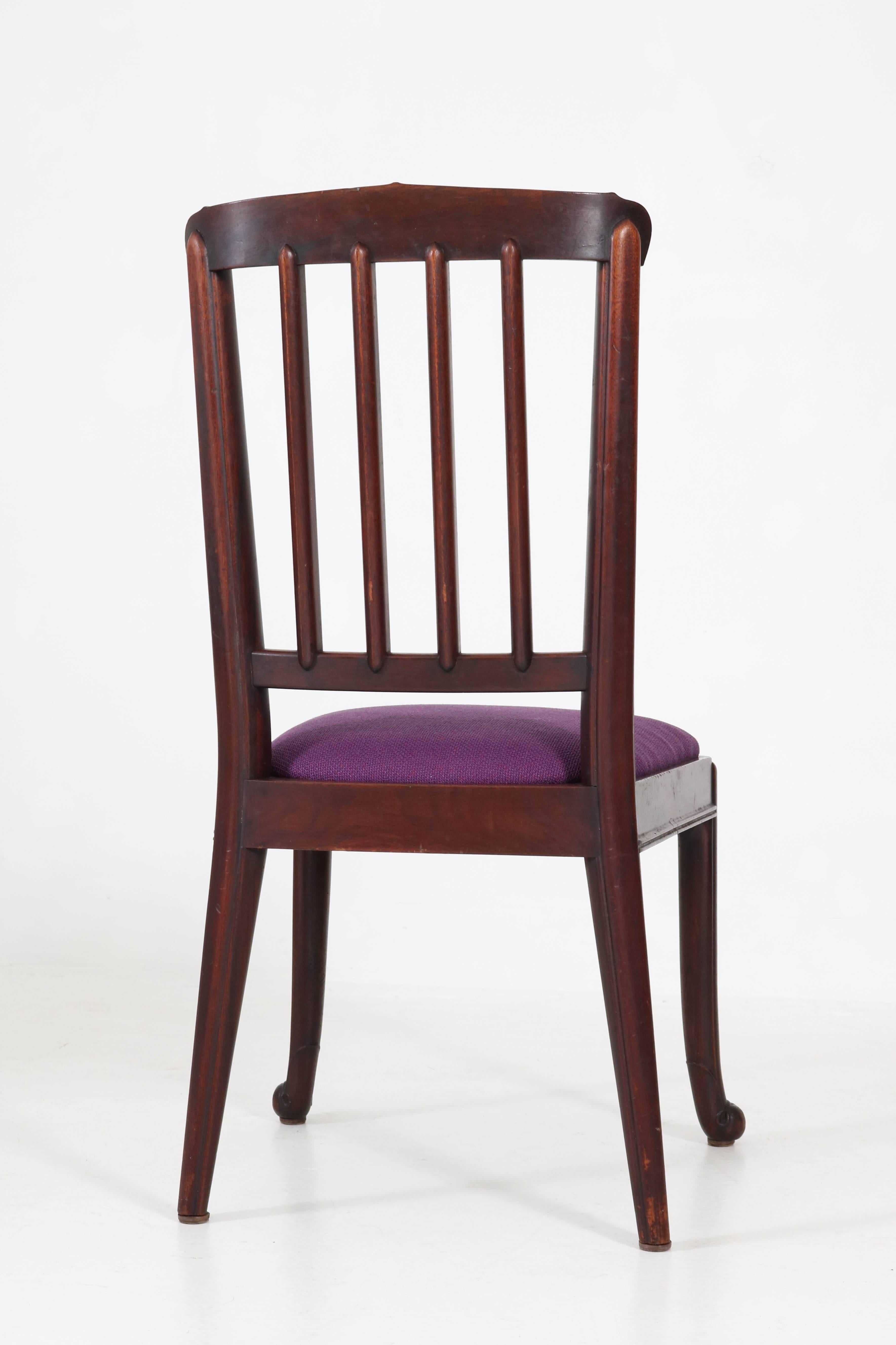 Set of Six Mahogany Art Deco Amsterdam School Chairs, 1920s 3