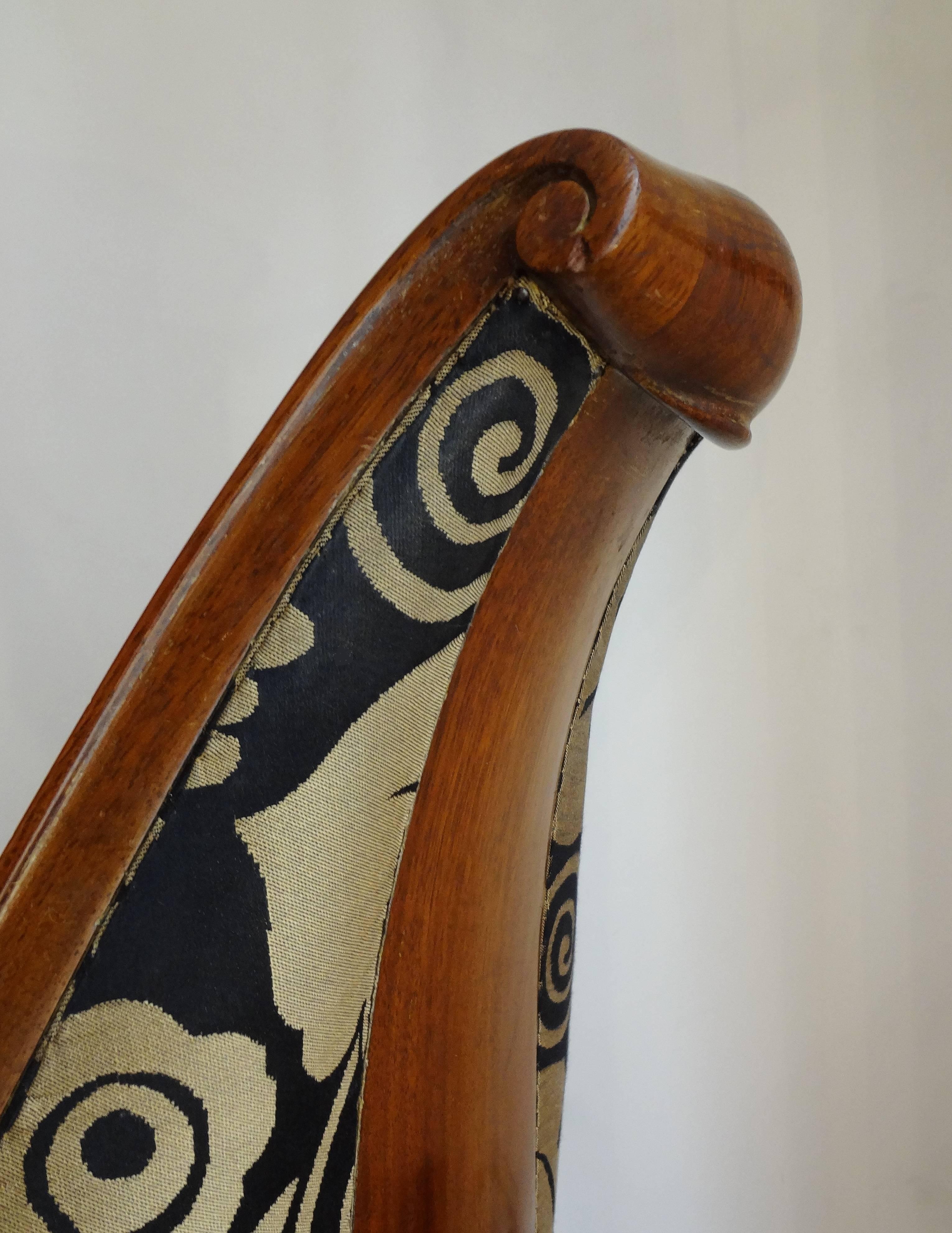 Art déco Ensemble de six chaises en acajou par Sue et Mare:: 1925
