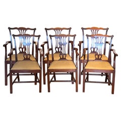 Set of Six Mahogany Chippendale-Style Armchairs