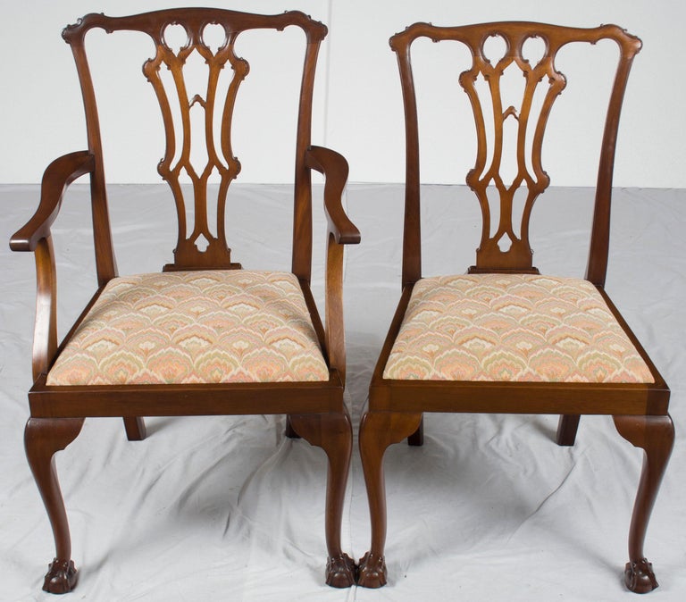 Set of Six Mahogany Chippendale Style Ball and Claw Foot Dining Room