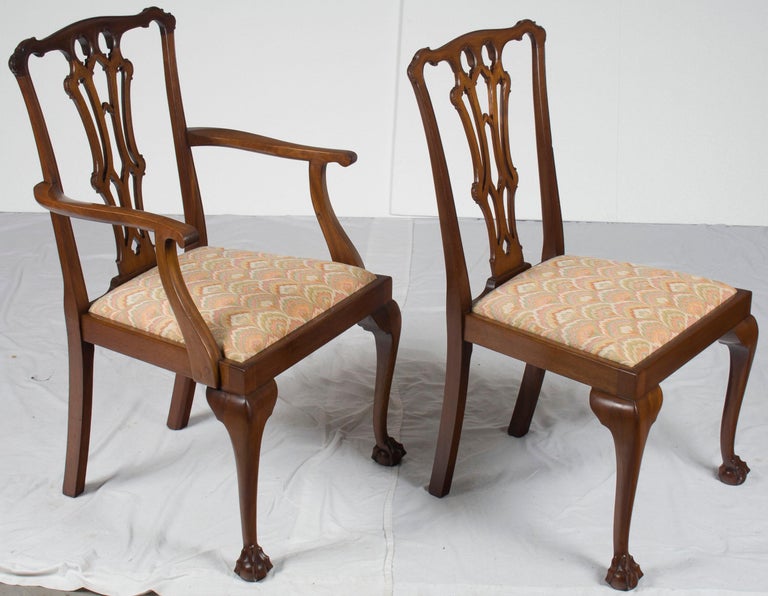 Set of Six Mahogany Chippendale Style Ball and Claw Foot Dining Room