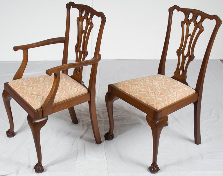 Set of Six Mahogany Chippendale Style Ball and Claw Foot Dining Room