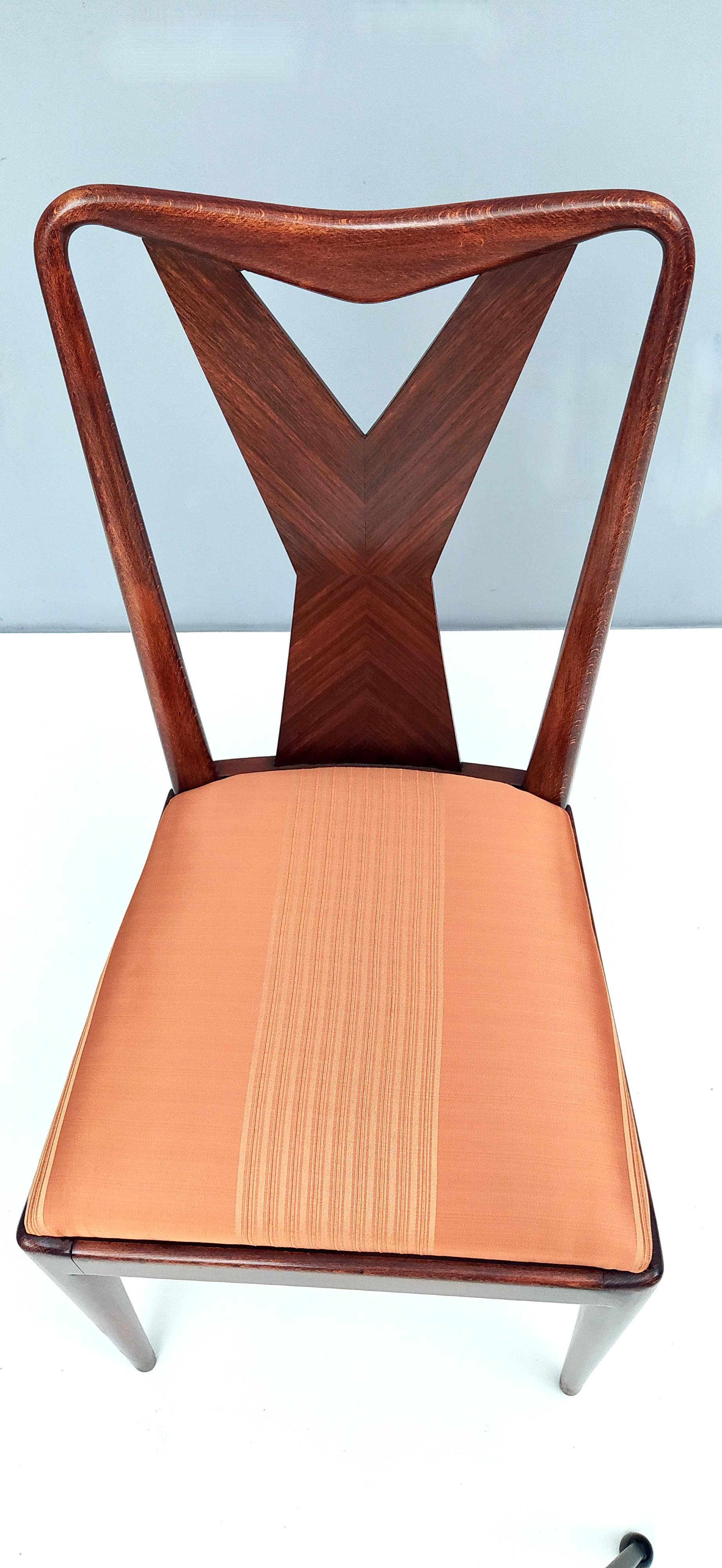 Ensemble de six chaises de salle à manger en noyer d'époque dans le style d'Ico Parisi, Italie en vente 3