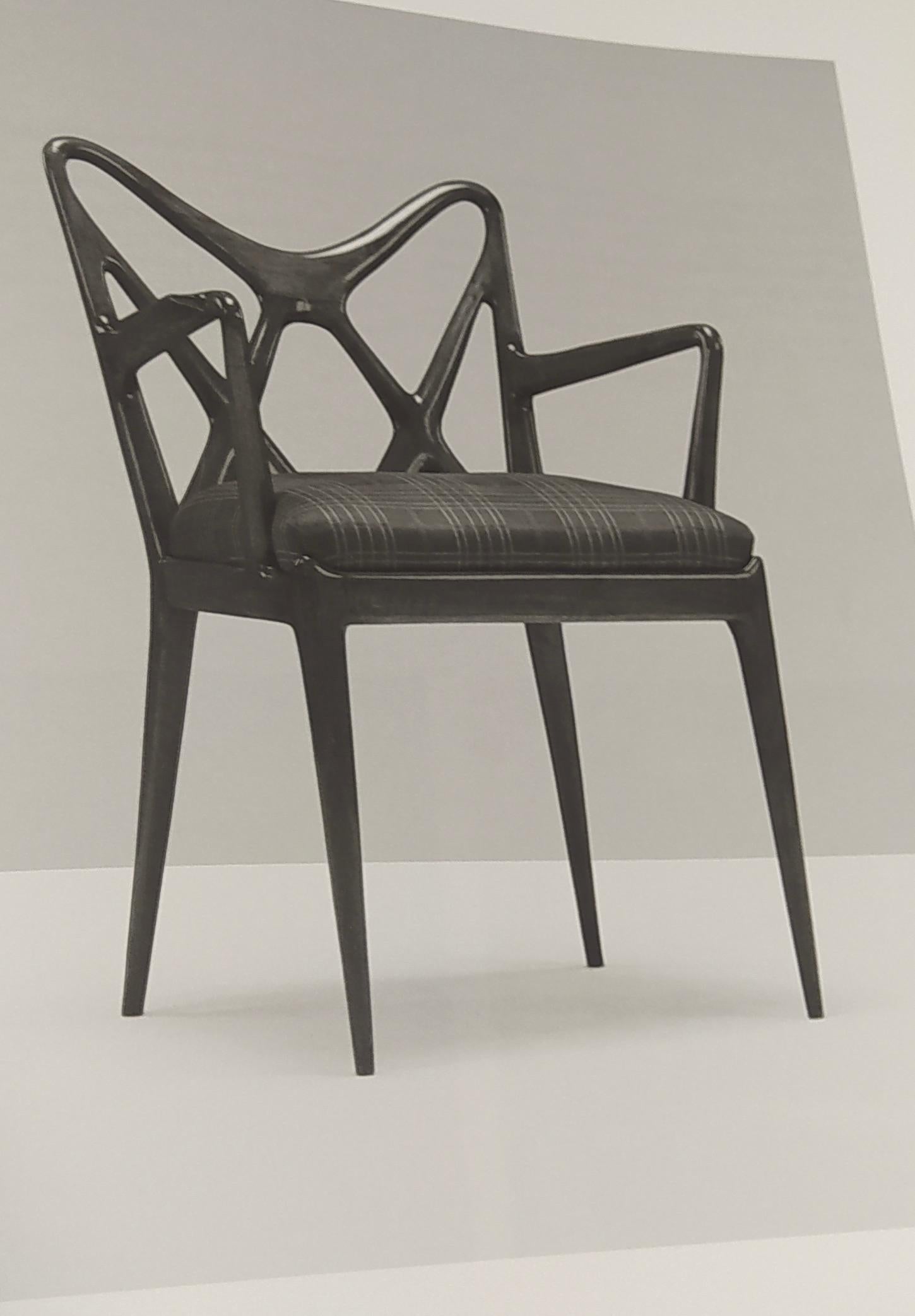 Satz von sechs Vintage-Esszimmerstühlen aus Nussbaumholz im Stil von Ico Parisi, Italien im Angebot 6
