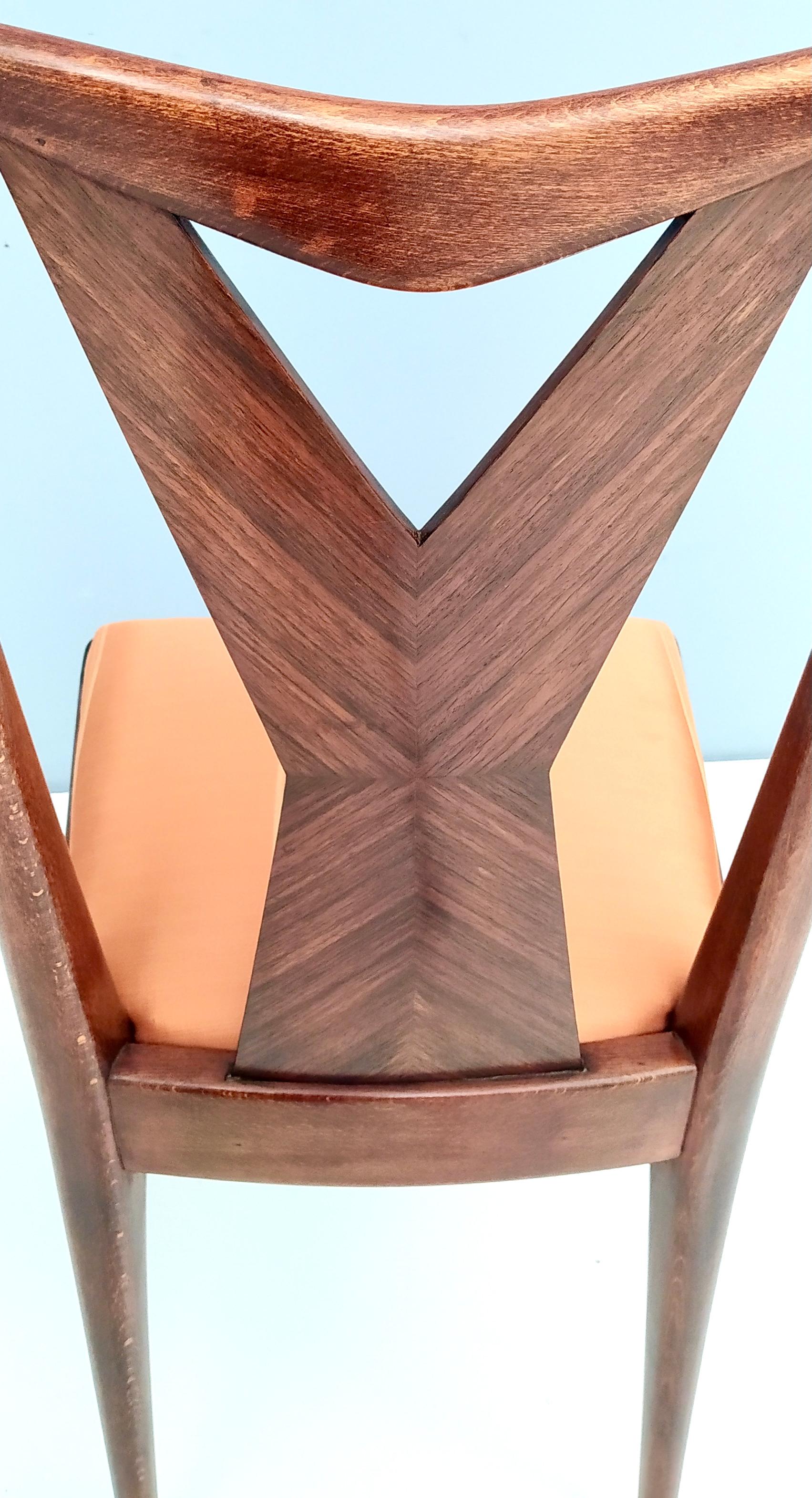 Set of Six Vintage Walnut Dining Chairs in the Style of Ico Parisi, Italy For Sale 2