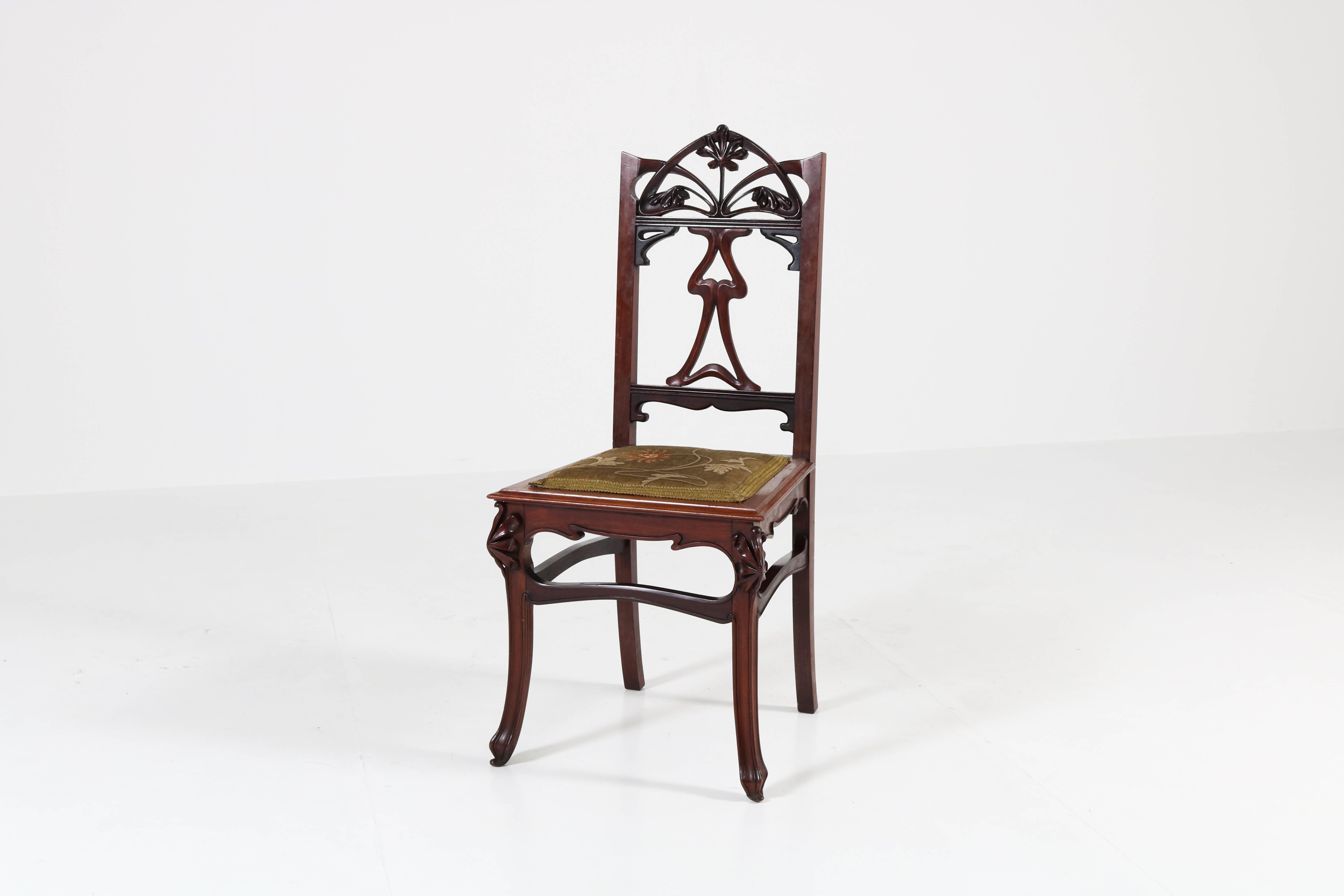 Set of Six Mahogany French Art Nouveau Chairs, 1900s In Good Condition In Amsterdam, NL