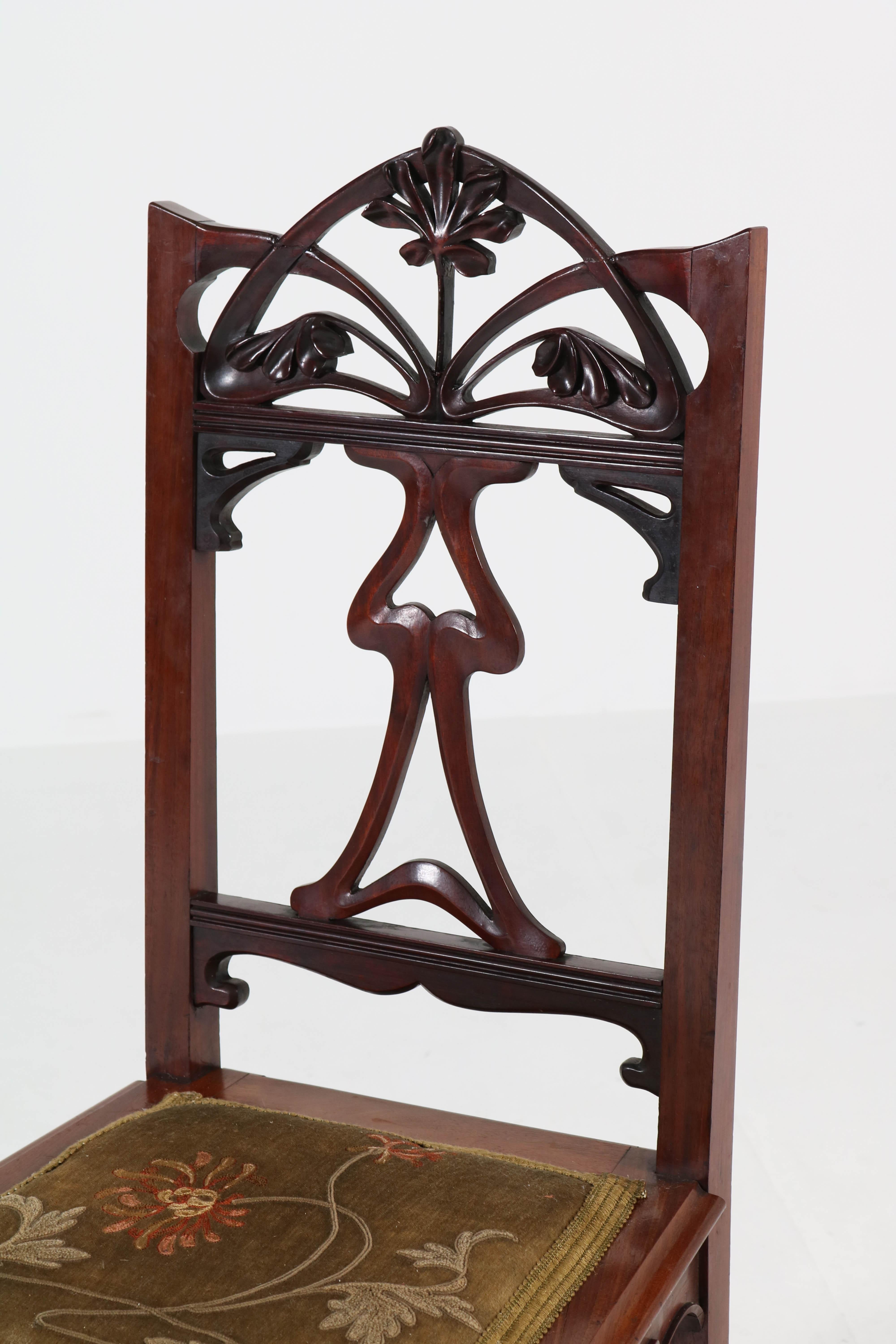 Set of Six Mahogany French Art Nouveau Chairs, 1900s 1