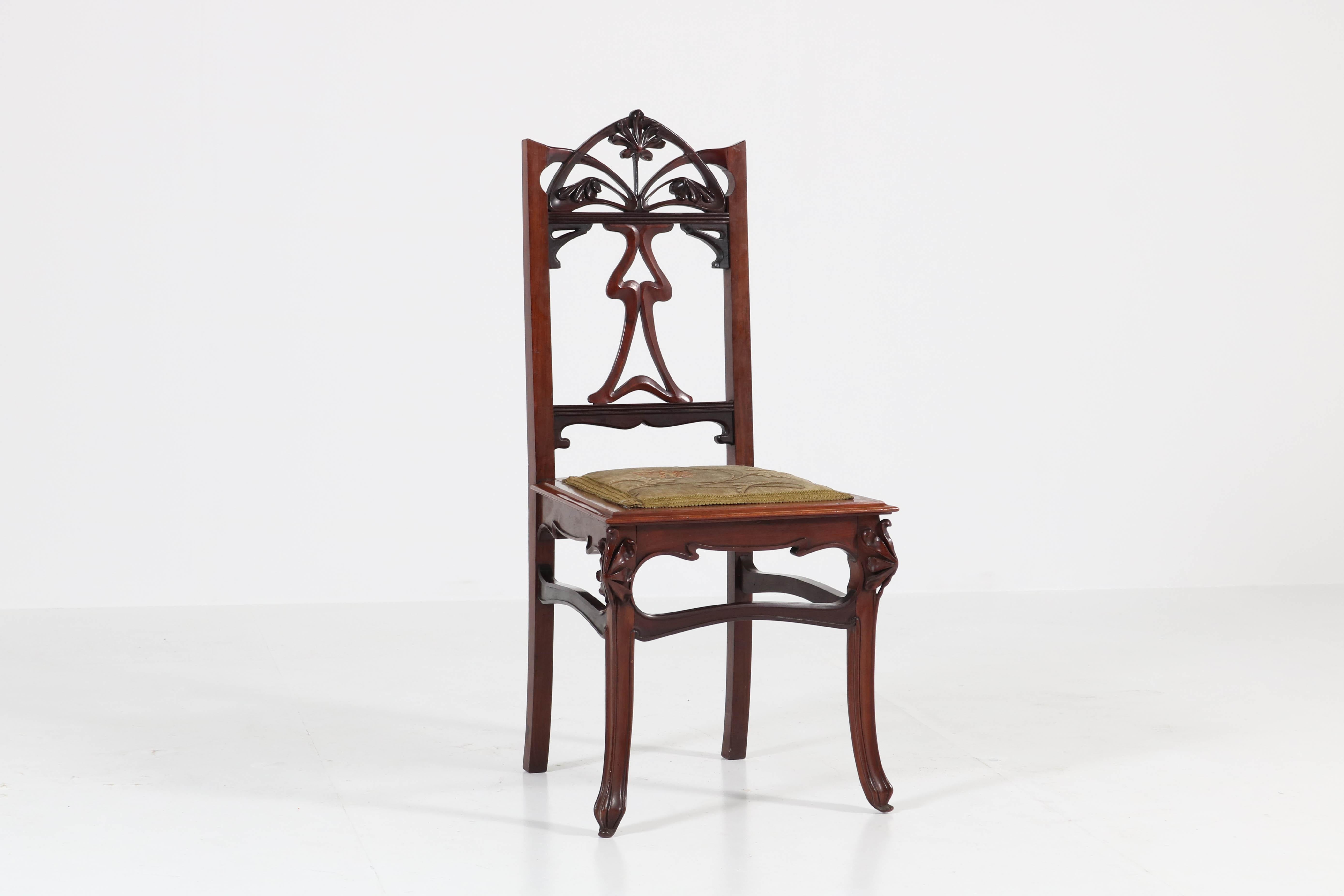 Set of Six Mahogany French Art Nouveau Chairs, 1900s 3