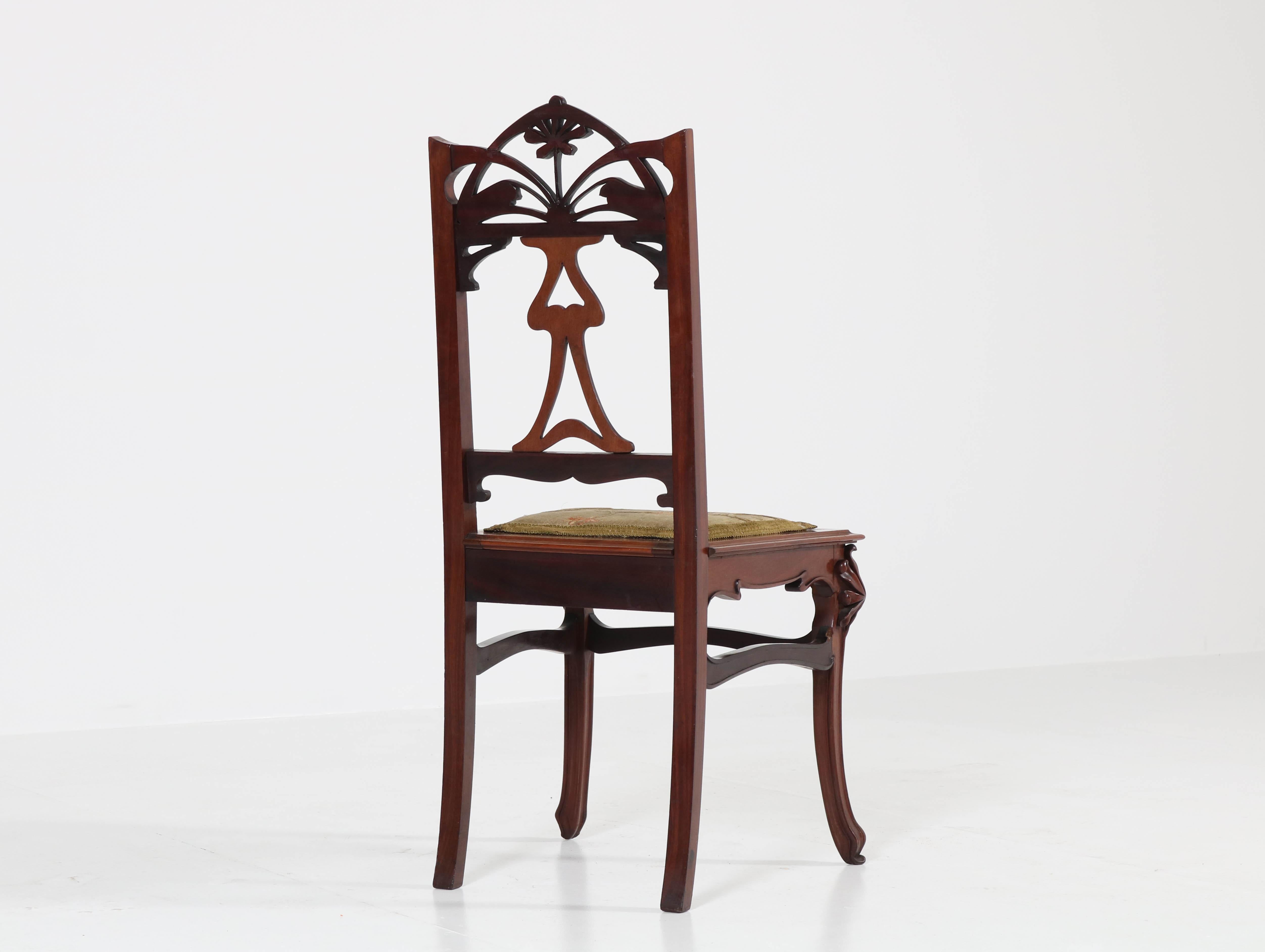 Set of Six Mahogany French Art Nouveau Chairs, 1900s 4