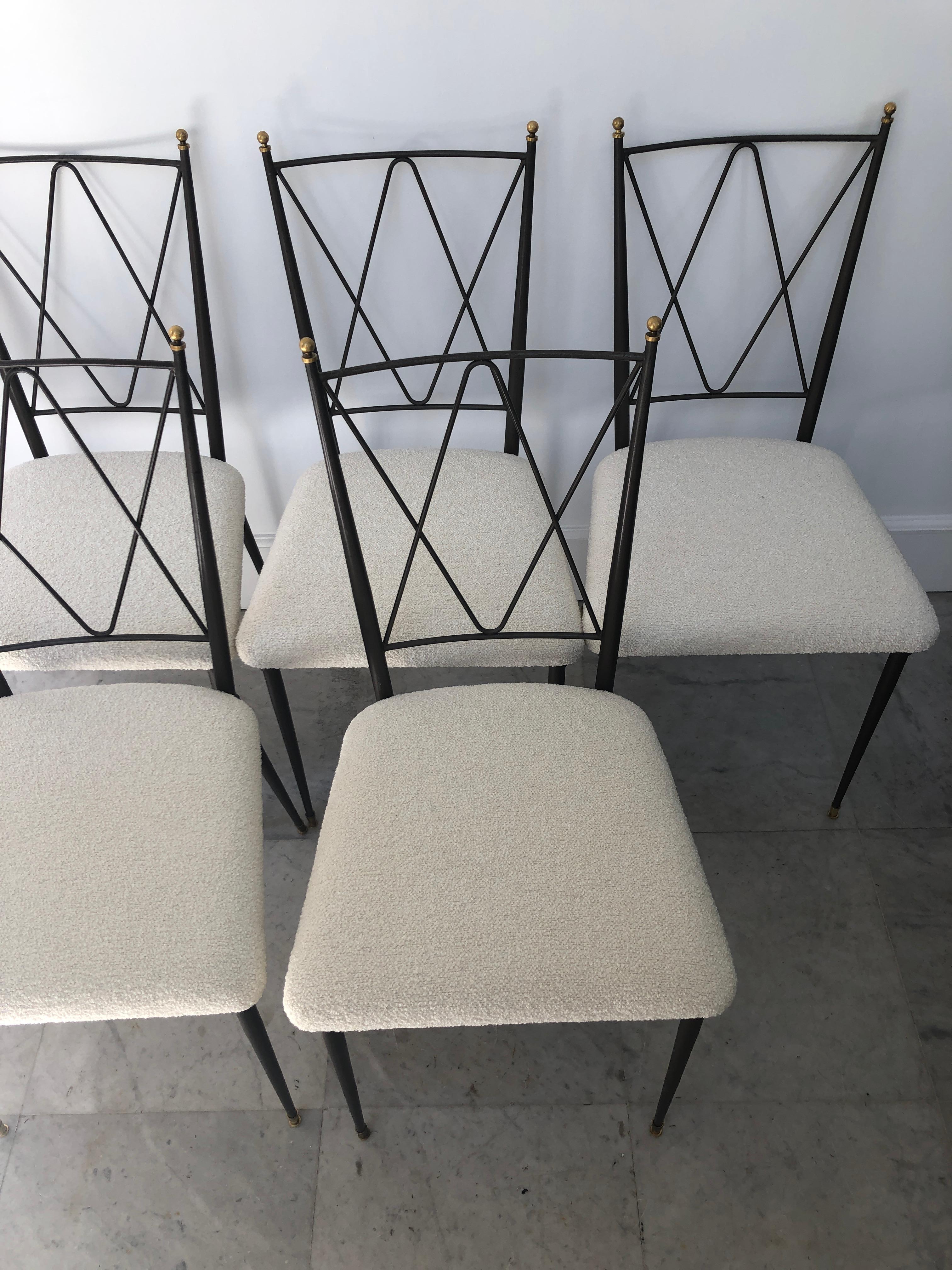 Galvanized Set of Six Maison Jansen Attributed Dining Room Chairs