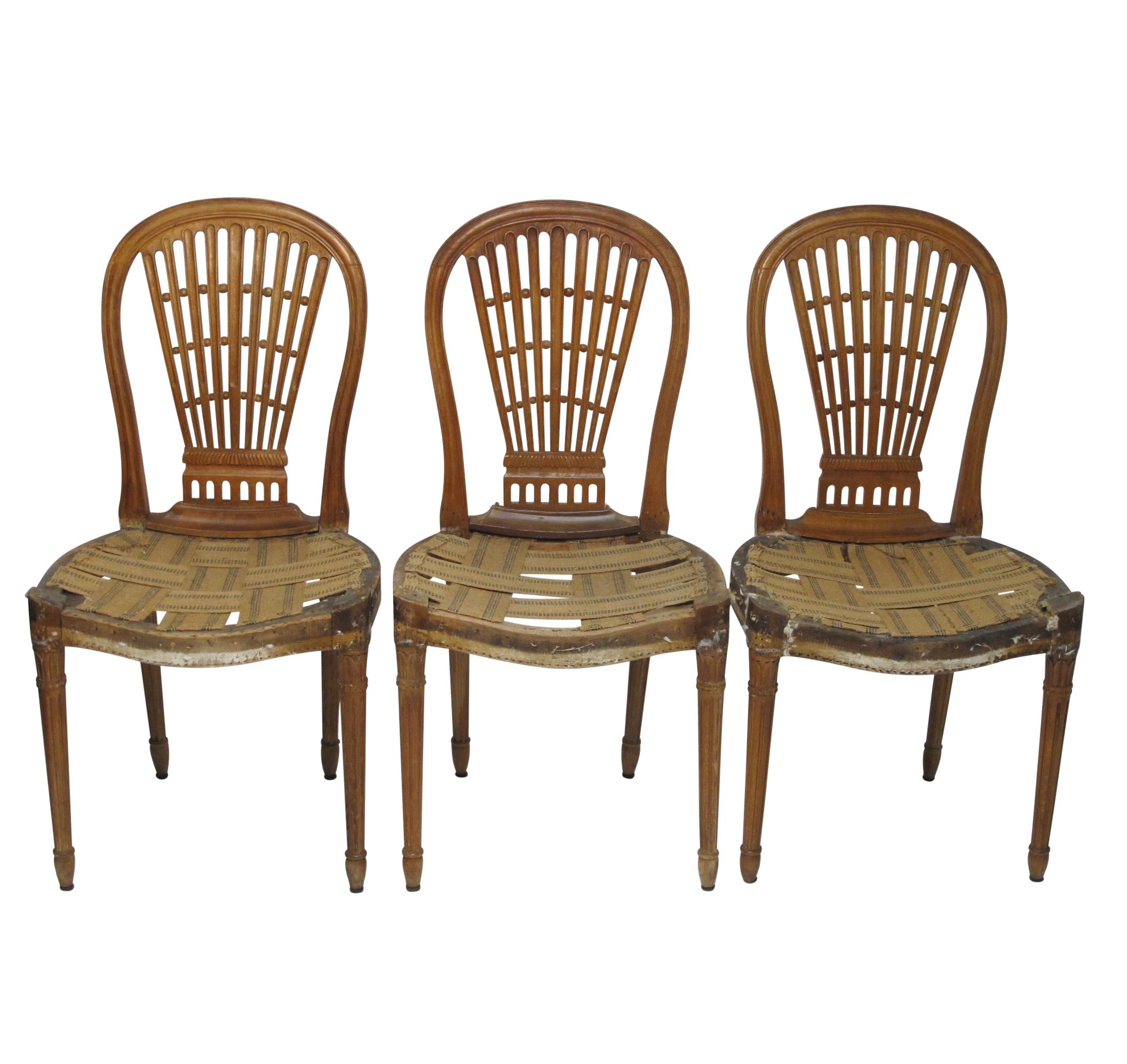 Wood Set of Six Maison Jansen Balloon Back Dining Side Chairs, Early 20th Century For Sale