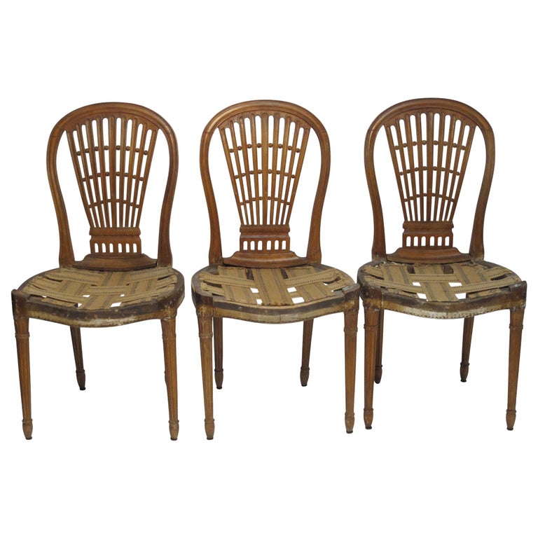 Set of Six Maison Jansen Balloon Back Dining Side Chairs, Early