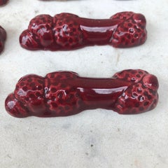 Set of Six Majolica Poddles Dogs Knife Rests Vallauris, circa 1950