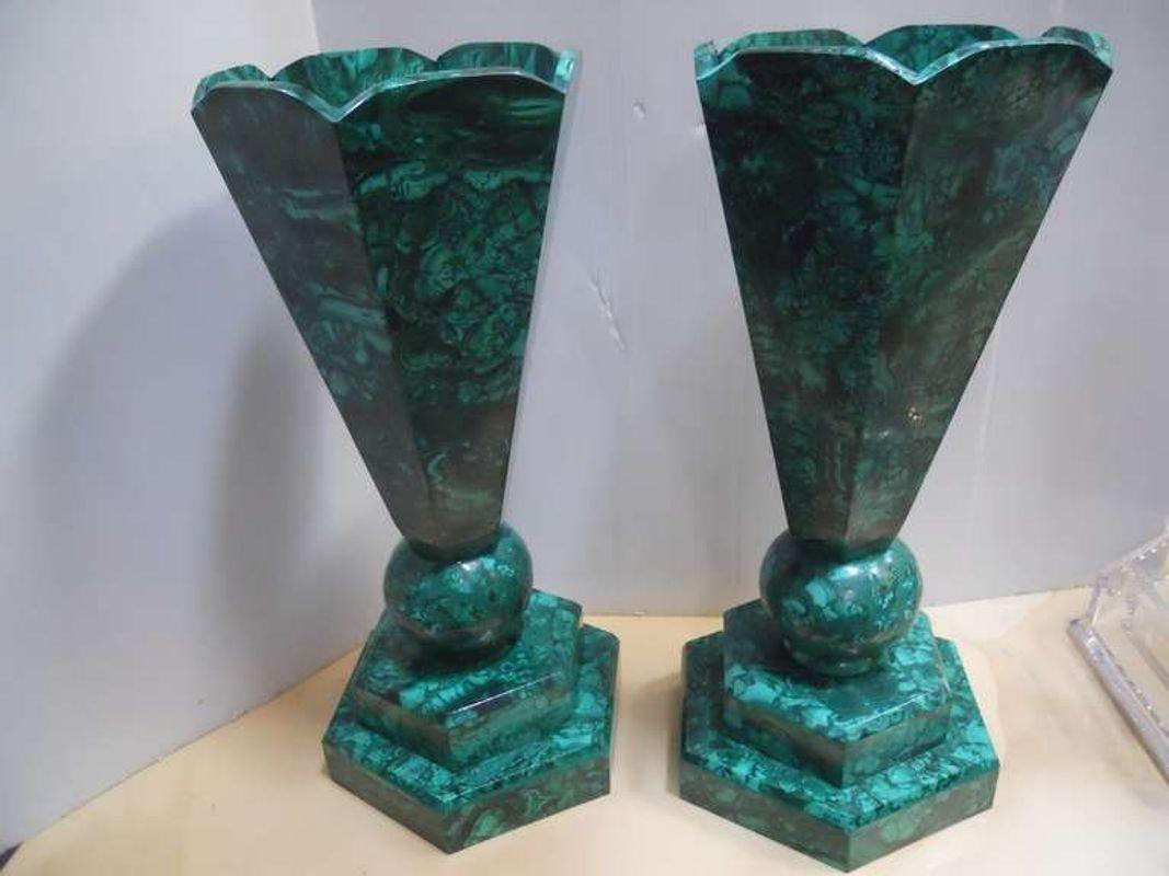 Congolese Set of Six Malachite Vases For Sale