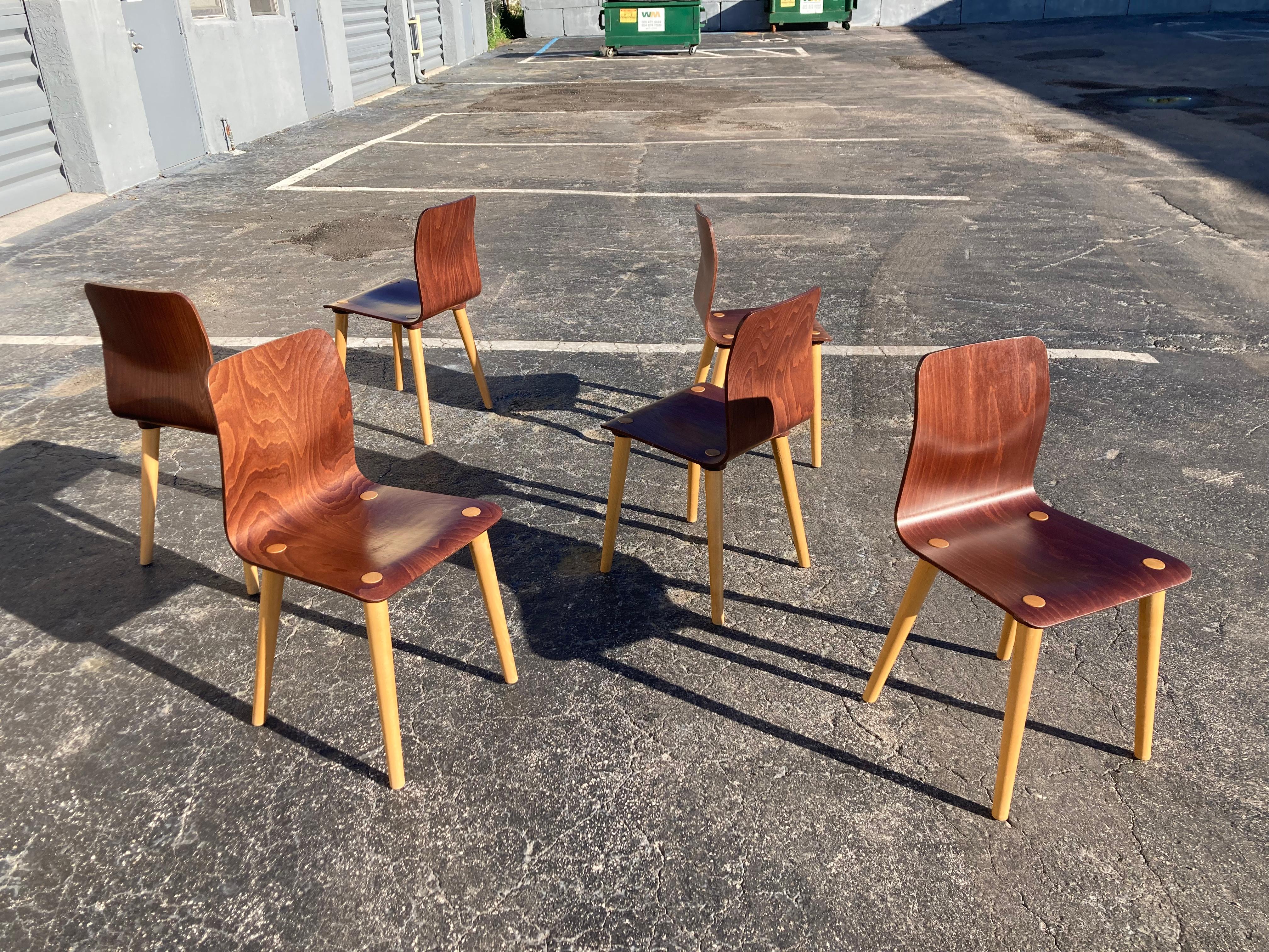  Set of Six Malmo Dining Chairs by Michal Riabic for Ton, Bentwood.
Ready for a new home.