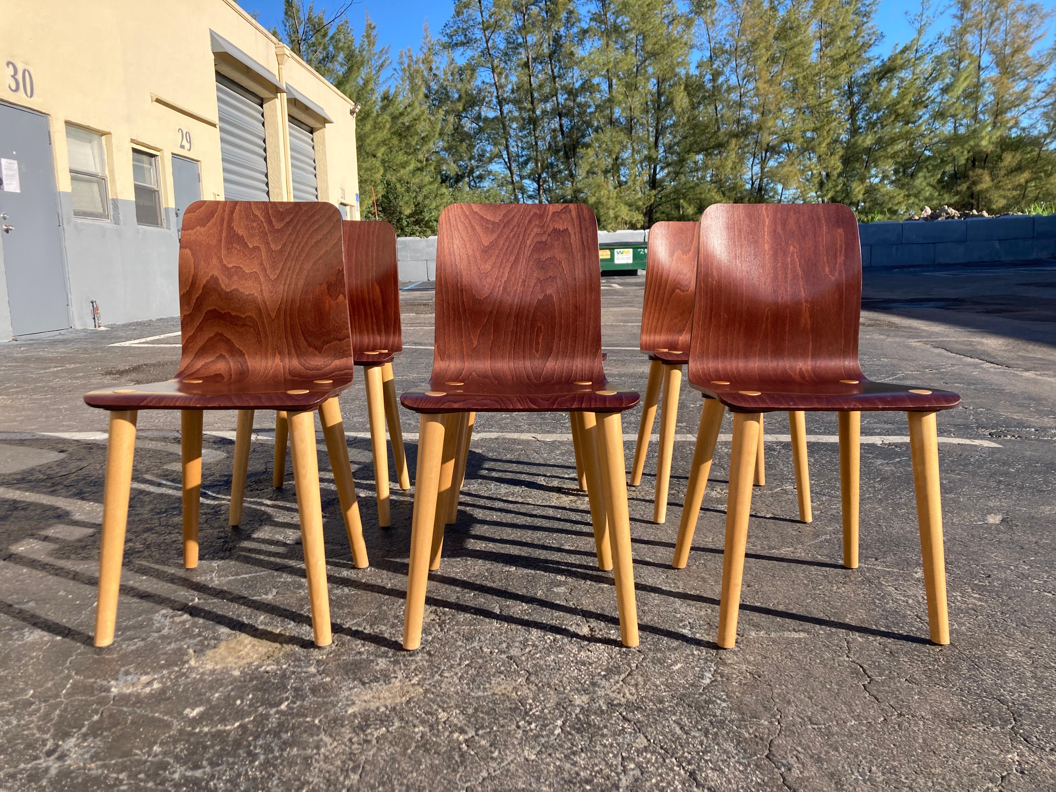 Czech Set of Six Malmo Dining Chairs by Michal Riabic for Ton, Bentwood For Sale